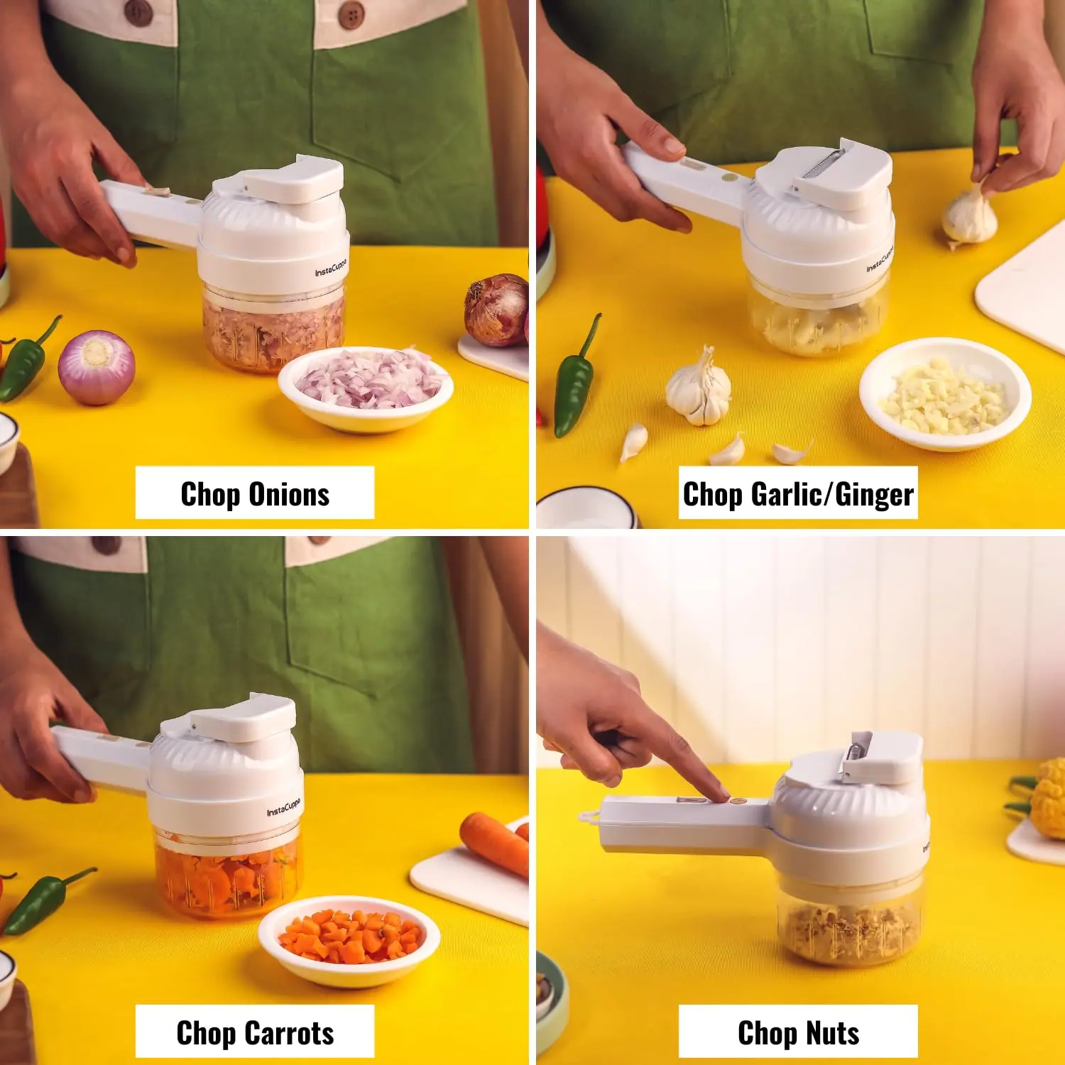 InstaCuppa 3-in-1 Rechargeable Kitchen Chopper, Peeler, and Scrubber - 250ml - Time-Saving Solution for Busy Moms, 250 ml - Image 7