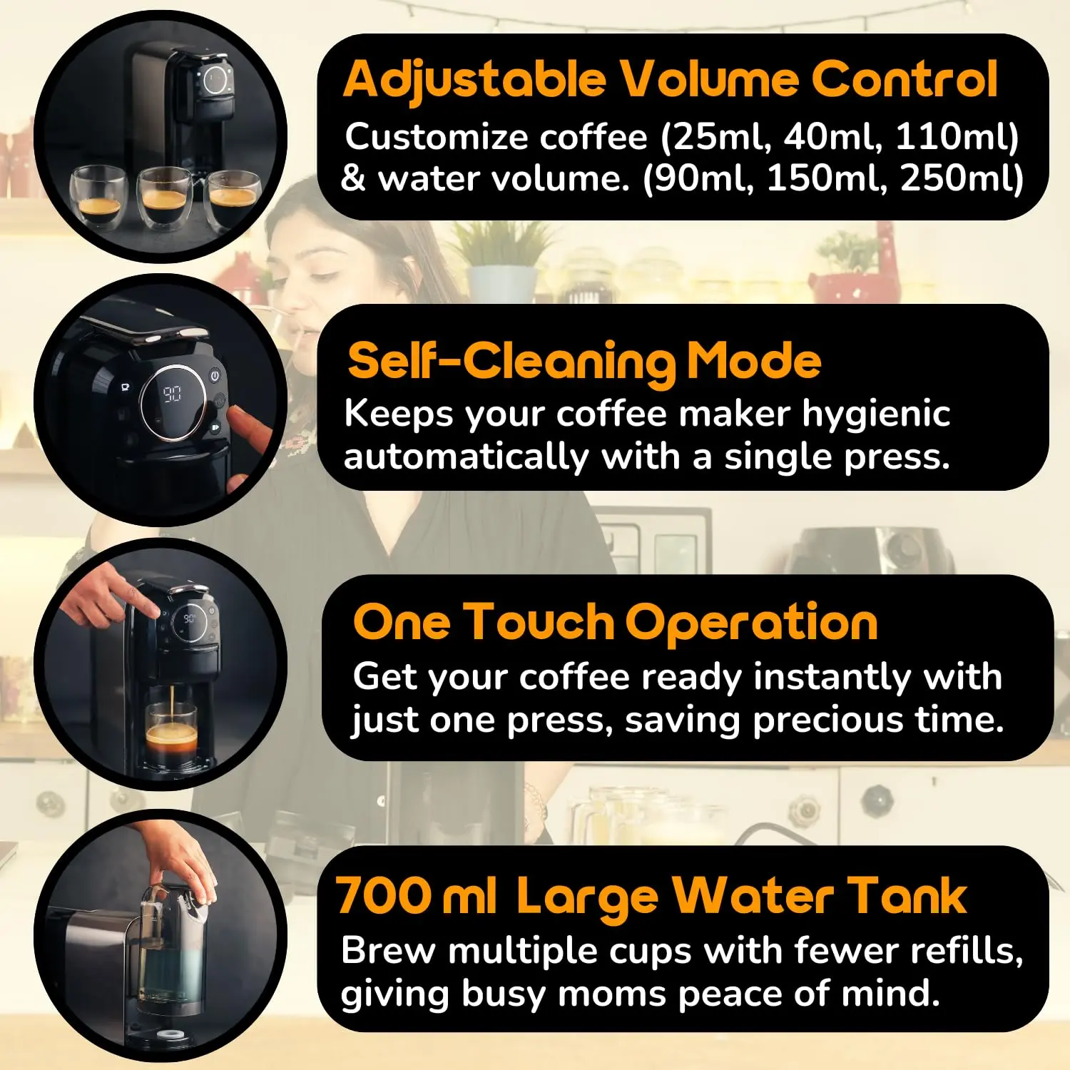 InstaCuppa 3-in-1 Espresso Coffee Maker | Works with Ground Coffee, Pods & Capsules | Electric Kettle Mode with Temperature Control - Image 4