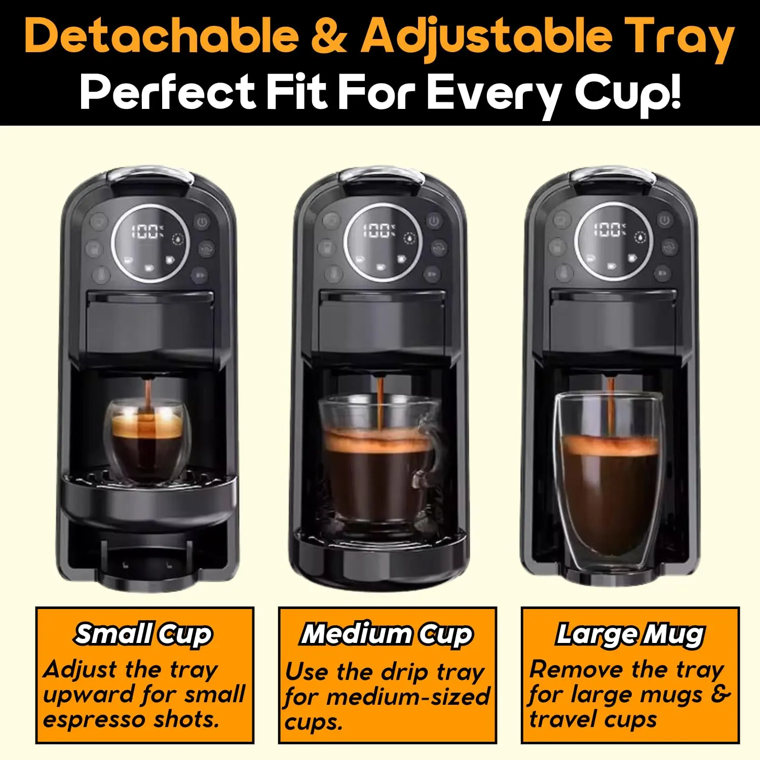 InstaCuppa 3-in-1 Espresso Coffee Maker | Works with Ground Coffee, Pods & Capsules | Electric Kettle Mode with Temperature Control - Image 7