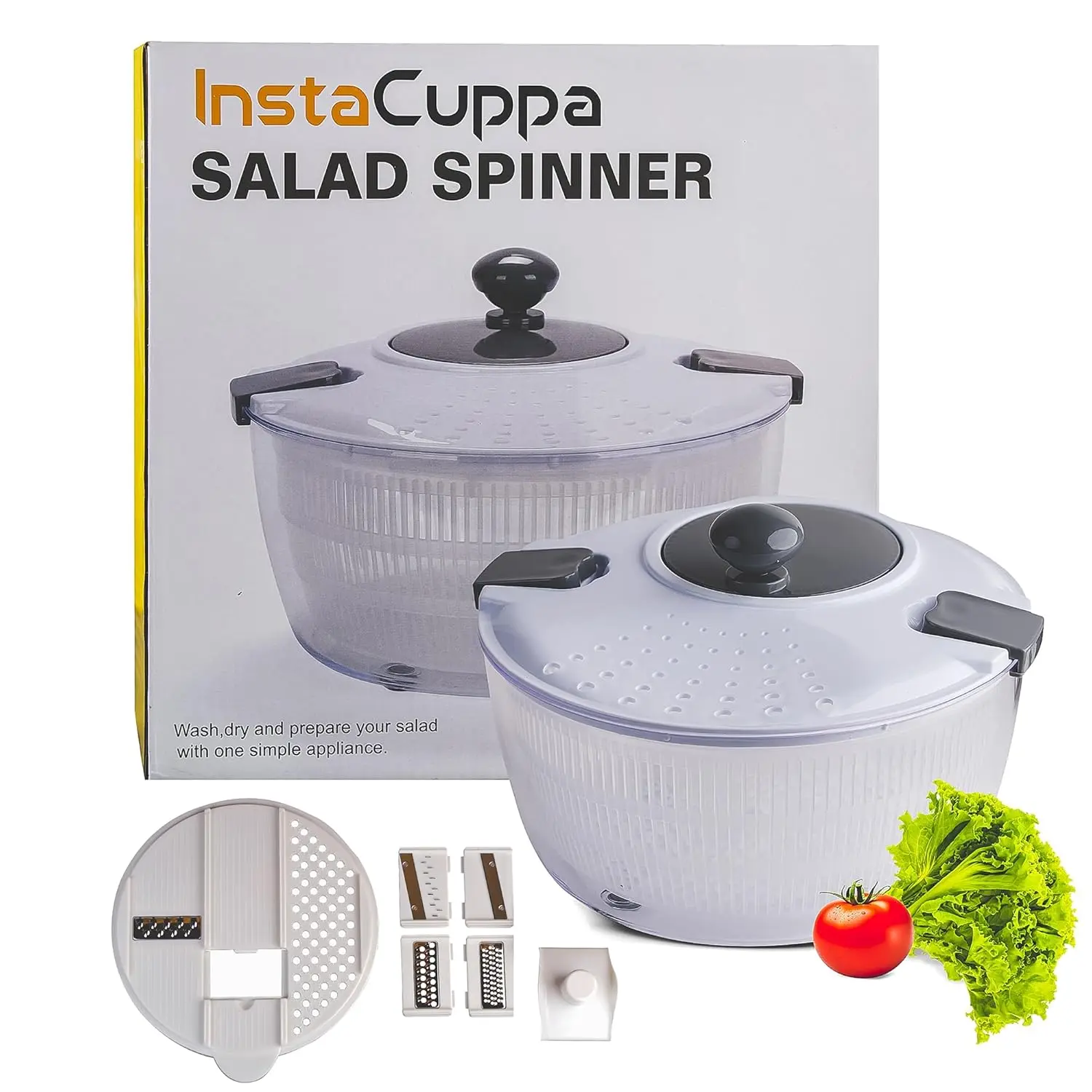 InstaCuppa 4L Salad Spinner and Dryer, BPA-Free, Multi-Function Pasta Bowl and Strainer for Kitchen, Includes Stainless Steel - Image 6