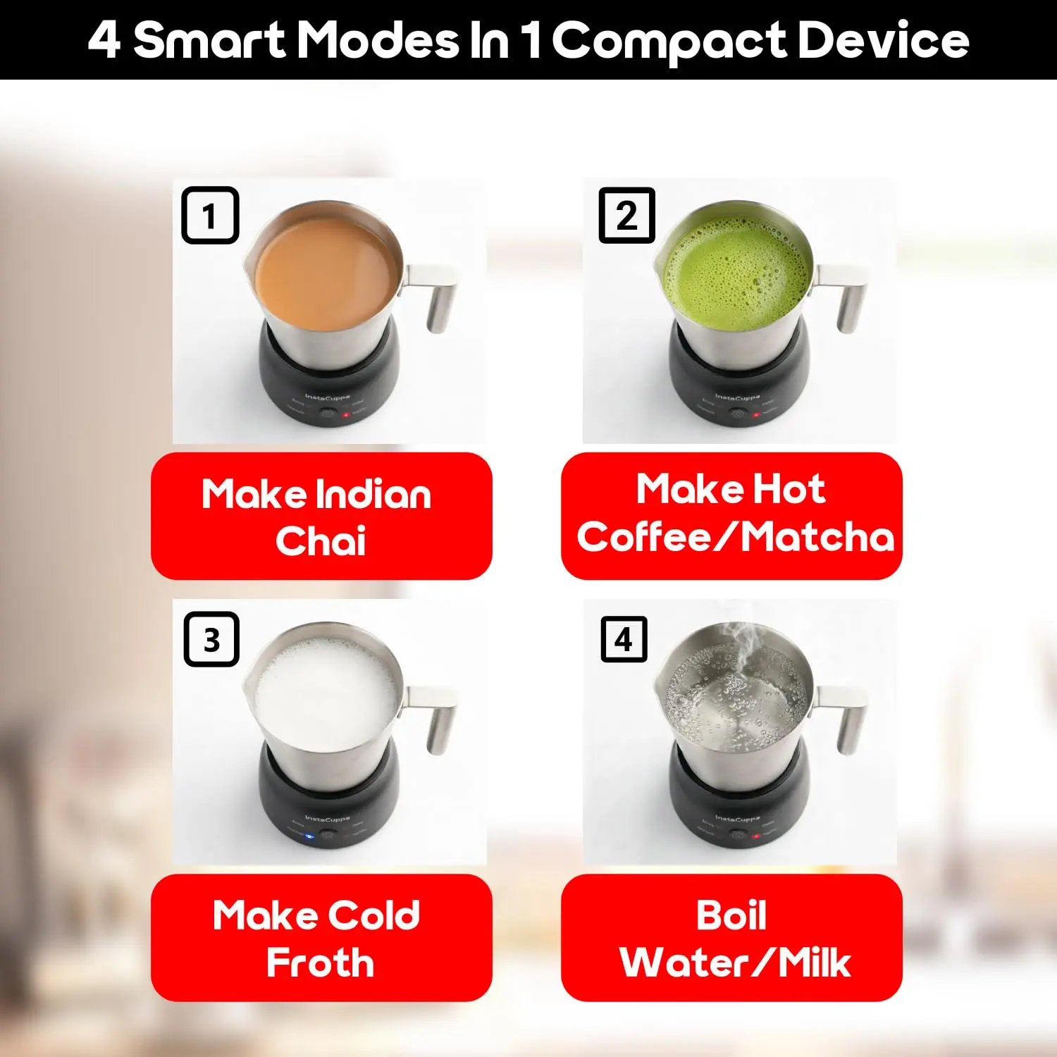 InstaCuppa Automatic Chai Maker with Auto Shut-Off - Make 600ML Indian Tea in 10-12 Minutes with No Spills or Mess, 4-in-1 Electric - Image 3