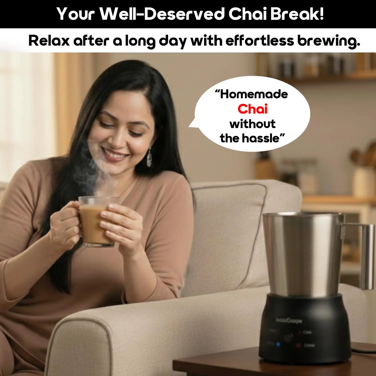 InstaCuppa Automatic Chai Maker with Auto Shut-Off - Make 600ML Indian Tea in 10-12 Minutes with No Spills or Mess, 4-in-1 Electric - Image 5