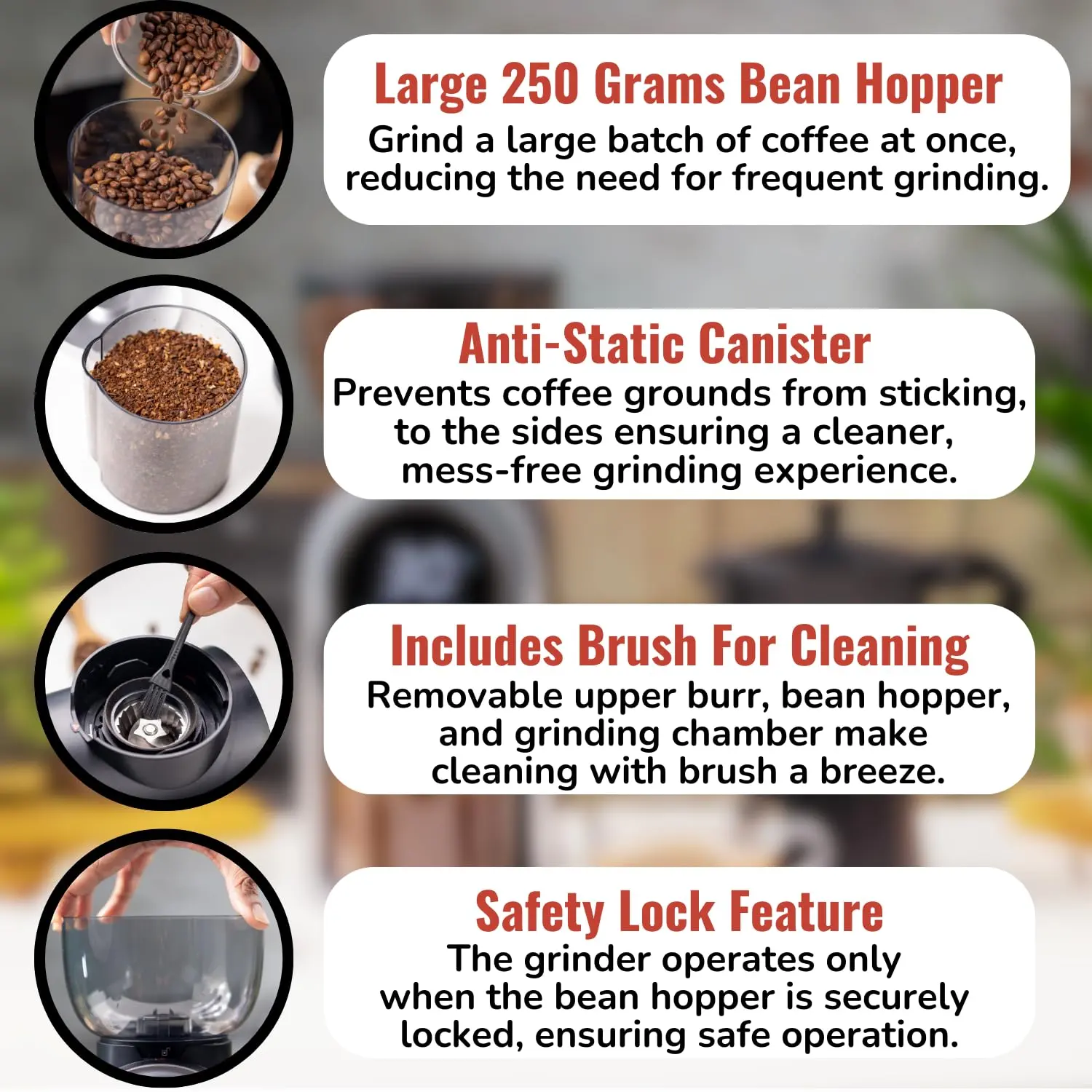 InstaCuppa Automatic Coffee Bean Grinder - 25 Settings (Classic Edition) - Image 6