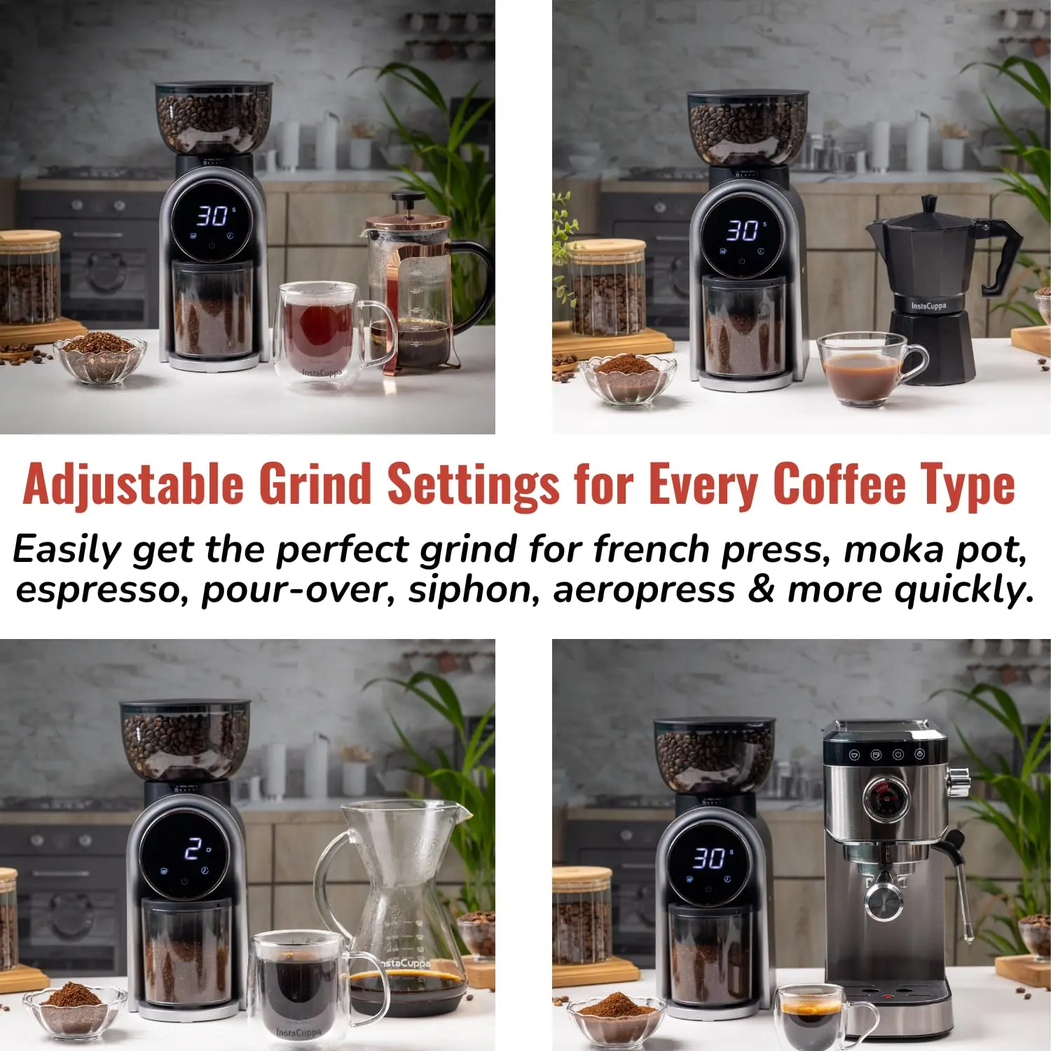 InstaCuppa Automatic Coffee Bean Grinder - 25 Settings (Classic Edition) - Image 9