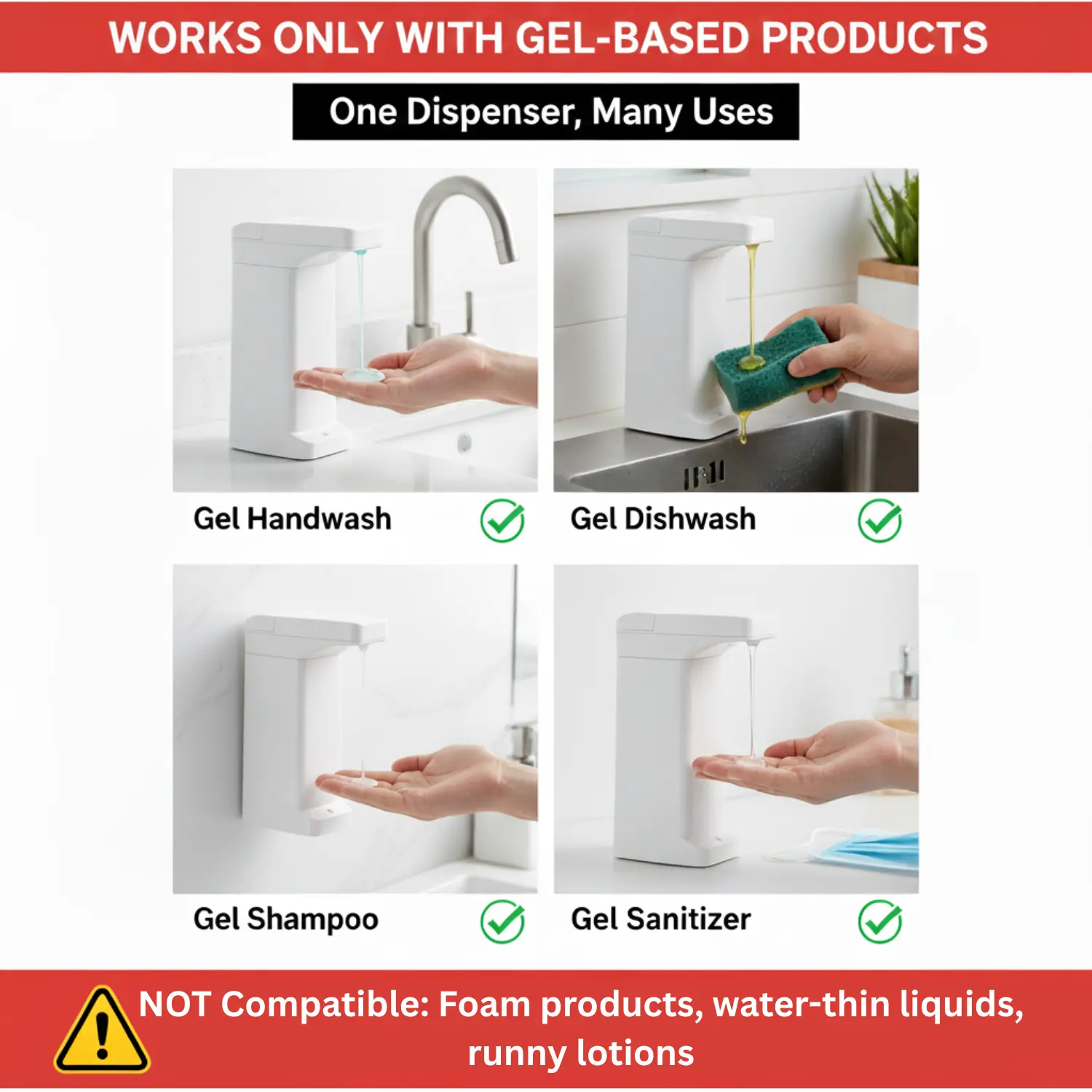 InstaCuppa Automatic Soap Dispenser for Gel-Based Handwash, Sanitizers, Soaps & Shampoo Only (No Foam/Watery Liquids), Touchless IR - Image 4