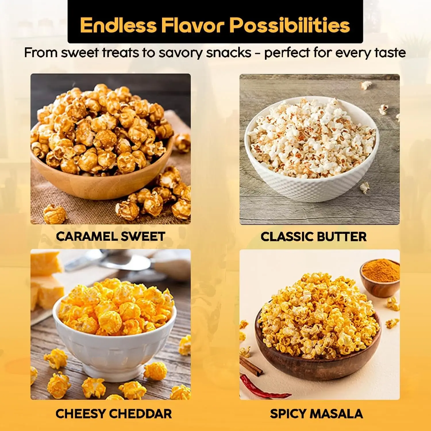 InstaCuppa Automatic Stirring Electric Popcorn Maker 450W | Automatic One-Button Non-Stick Popper | Large Transparent Lid as Serving - Image 9