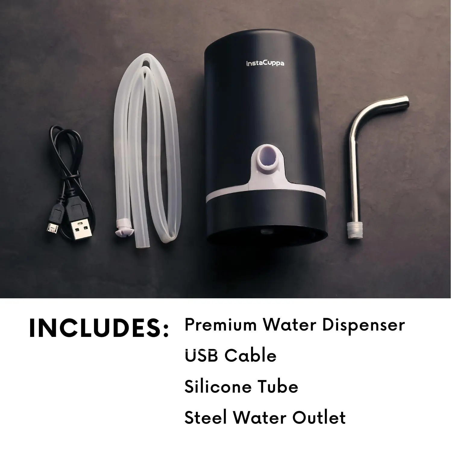 InstaCuppa Automatic Water Dispenser for 20 Liter Cans with Child Lock Feature, USB Rechargeable, Steel Water Outlet, LED Display - Image 14