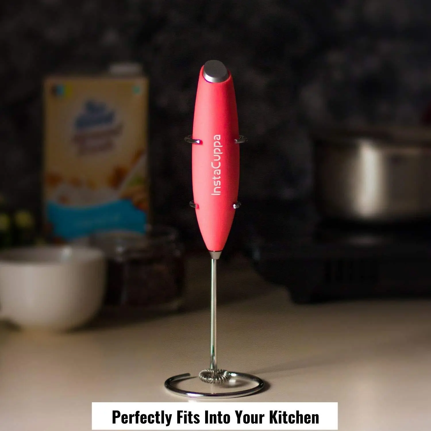InstaCuppa Milk Frother for Coffee - Handheld Battery-Operated Electric Milk and Coffee Frother, Stainless Steel Whisk and Stand - Image 32