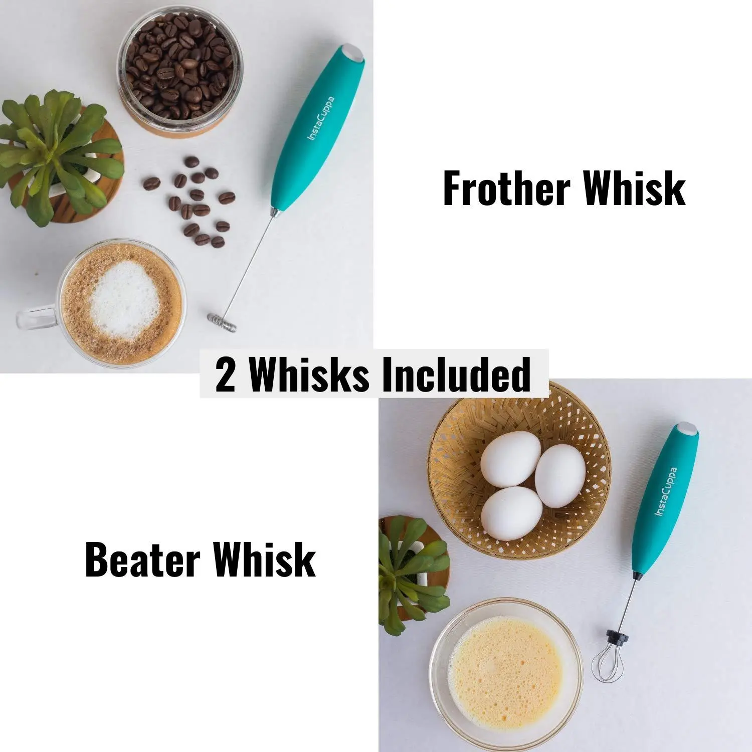 InstaCuppa Milk Frother for Coffee - Handheld Battery-Operated Electric Milk and Coffee Frother, Stainless Steel Whisk and Stand - Image 37