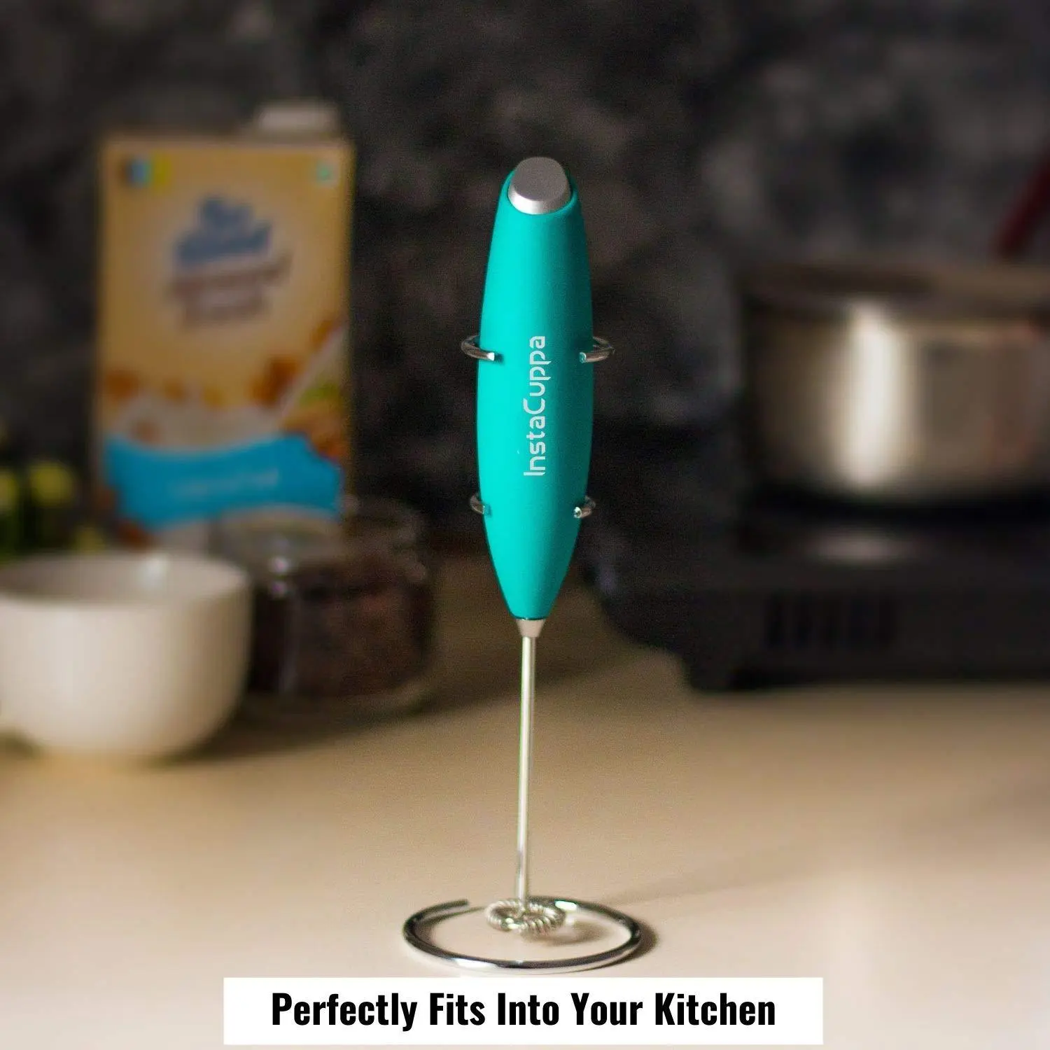 InstaCuppa Milk Frother for Coffee - Handheld Battery-Operated Electric Milk and Coffee Frother, Stainless Steel Whisk and Stand - Image 39