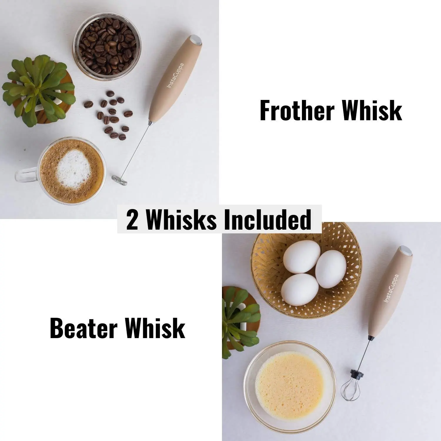 InstaCuppa Milk Frother for Coffee - Handheld Battery-Operated Electric Milk and Coffee Frother, Stainless Steel Whisk and Stand - Image 45