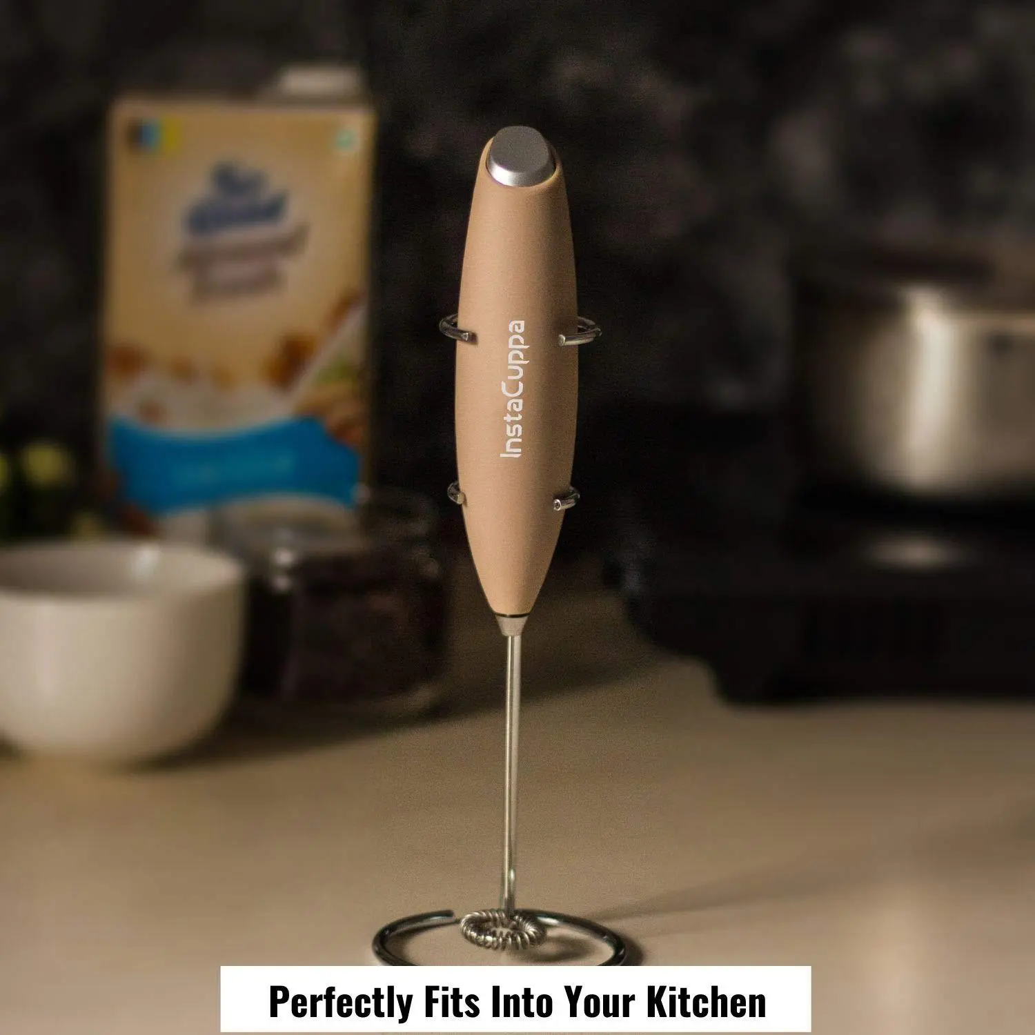InstaCuppa Milk Frother for Coffee - Handheld Battery-Operated Electric Milk and Coffee Frother, Stainless Steel Whisk and Stand - Image 46