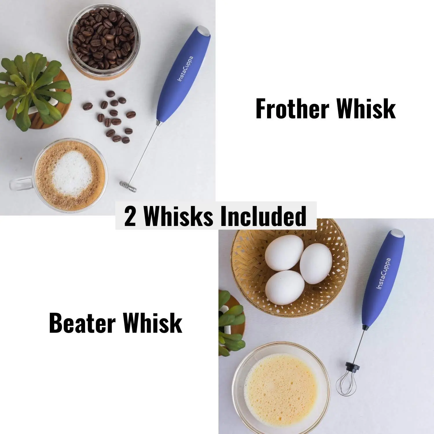 InstaCuppa Milk Frother for Coffee - Handheld Battery-Operated Electric Milk and Coffee Frother, Stainless Steel Whisk and Stand - Image 59