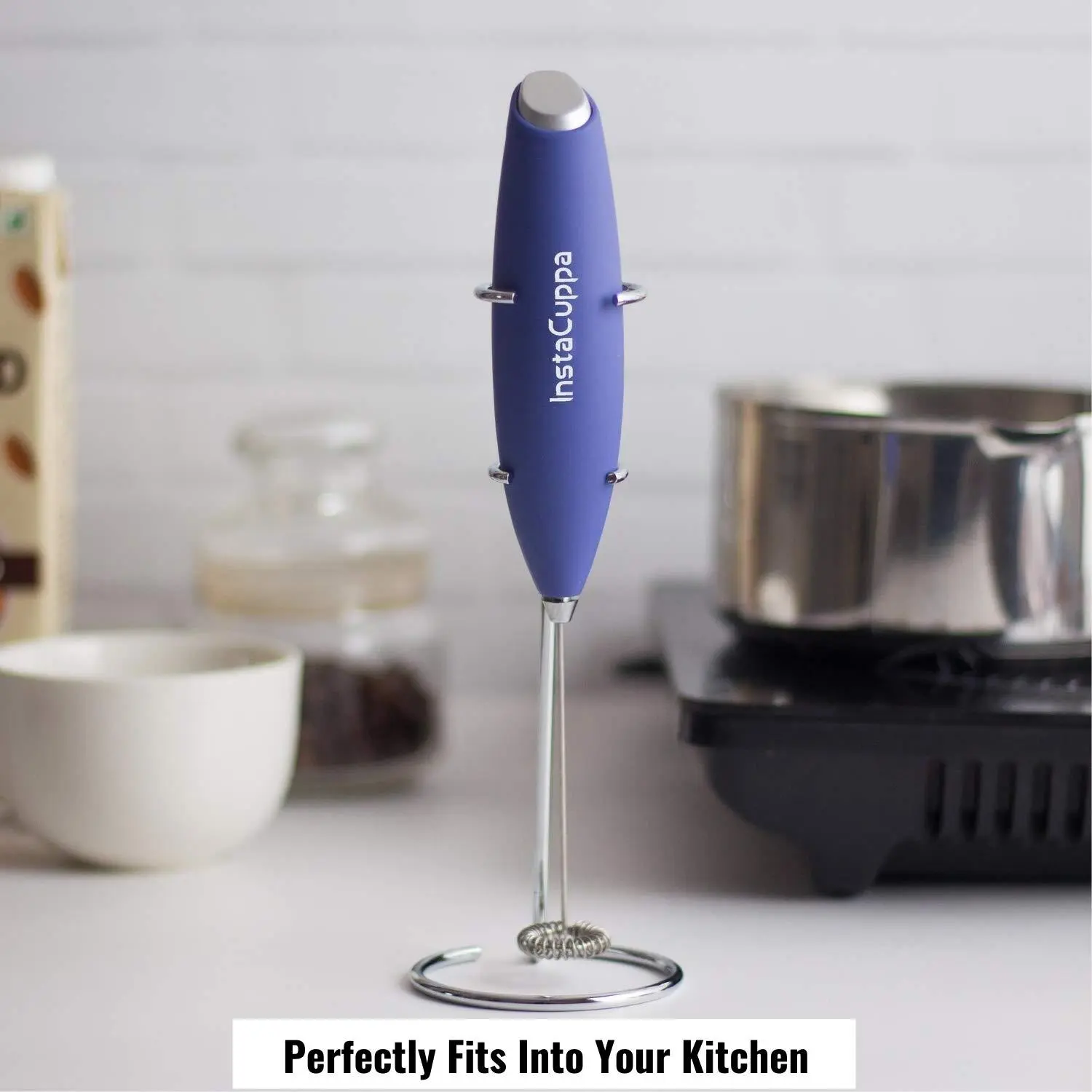 InstaCuppa Milk Frother for Coffee - Handheld Battery-Operated Electric Milk and Coffee Frother, Stainless Steel Whisk and Stand - Image 60