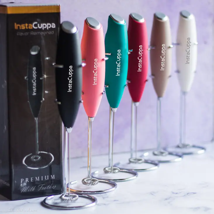 InstaCuppa Milk Frother for Coffee - Handheld Battery-Operated Electric Milk and Coffee Frother, Stainless Steel Whisk and Stand - Image 7