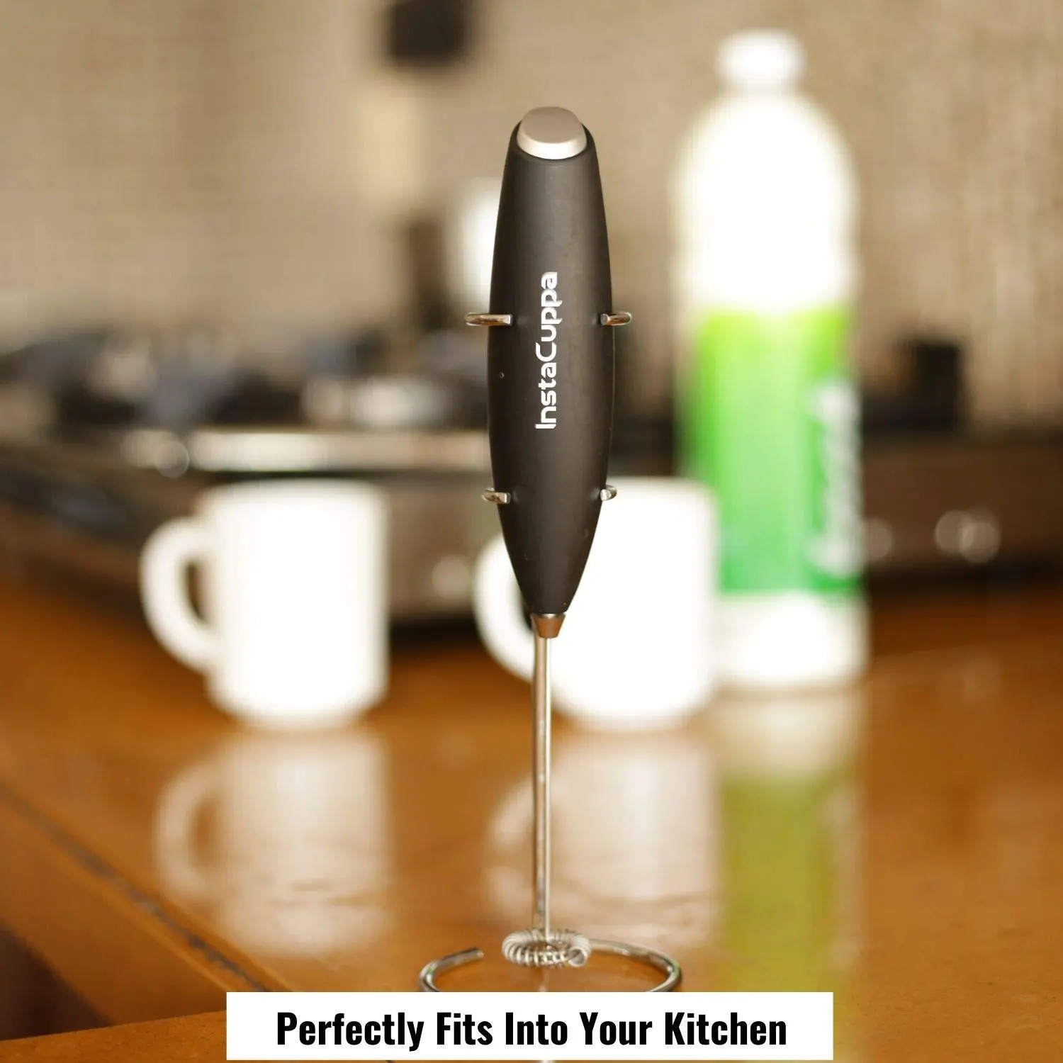 InstaCuppa Milk Frother for Coffee - Handheld Battery-Operated Electric Milk and Coffee Frother, Stainless Steel Whisk and Stand - Image 9
