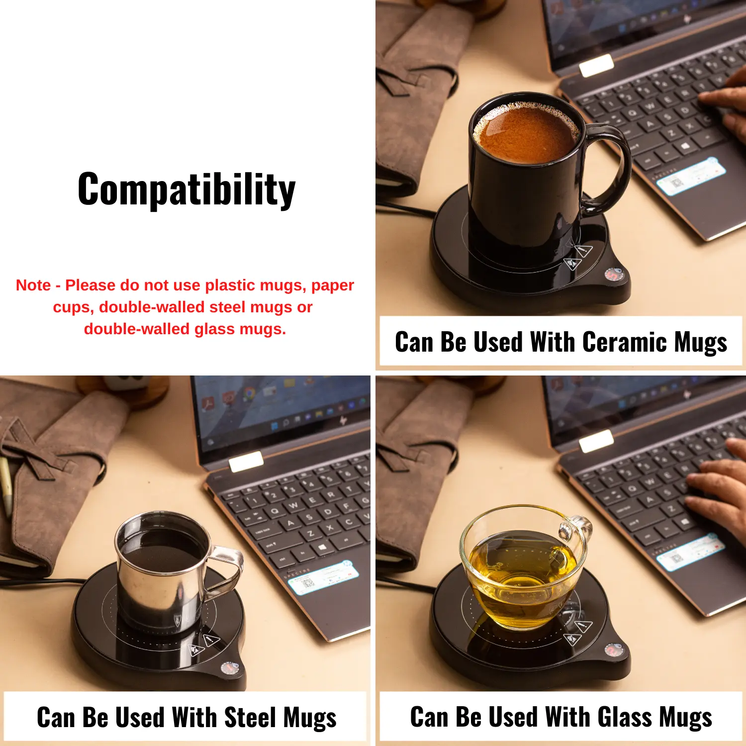 InstaCuppa Coffee Mug Warmer for Desk, 5 Adjustable Temperature Settings, 45ºC-100ºC, Auto Shut Off, Lightweight, 200 Watt, Black - Image 5