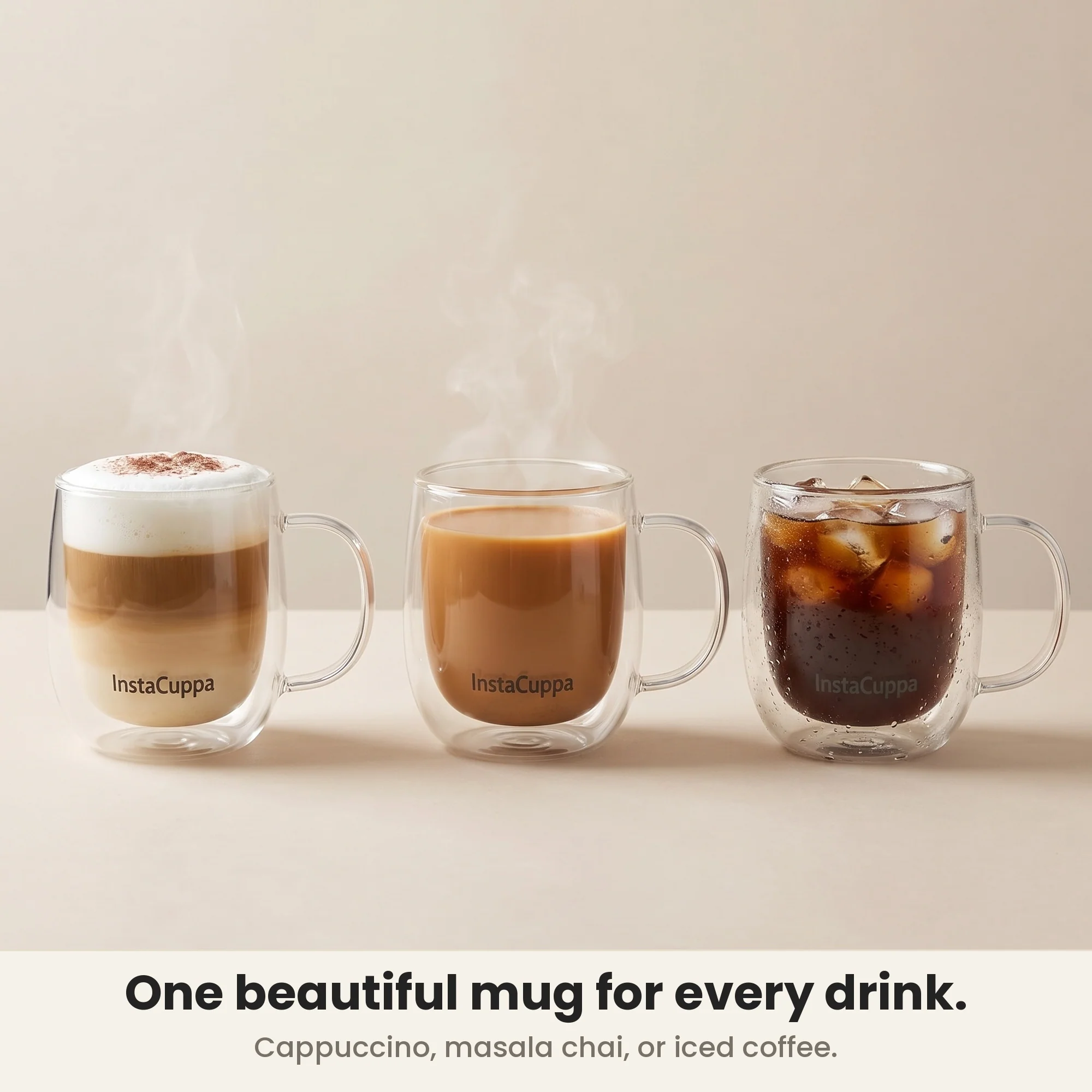 InstaCuppa Double Wall Glass Coffee Mug with Bamboo Lid and Large Handle, 300 ML, Pack of 2 - Image 13
