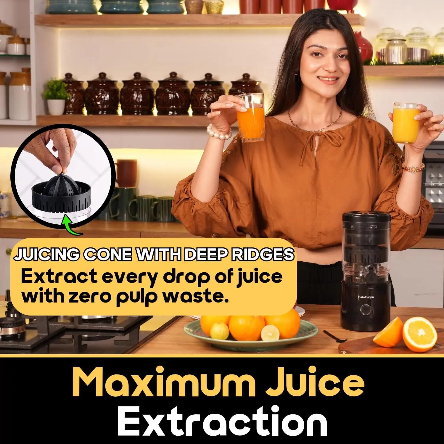 InstaCuppa Electric Citrus Juicer, 90-Watt Motor, Automatic Juicing, Hands-Free One-Button Operation, BPA-Free, 250ml Reservoir - Image 7