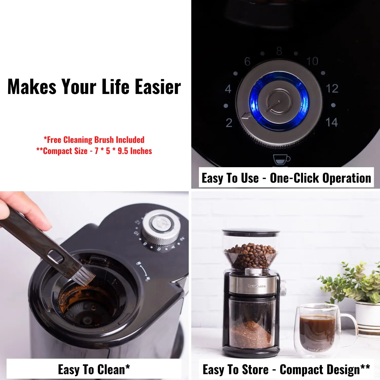InstaCuppa Electric Coffee Grinder for Your French Press, Moka Pot, Aero Press, and Pour Over Coffee Makers - Not Suitable For Espresso Grade Grind - Image 4