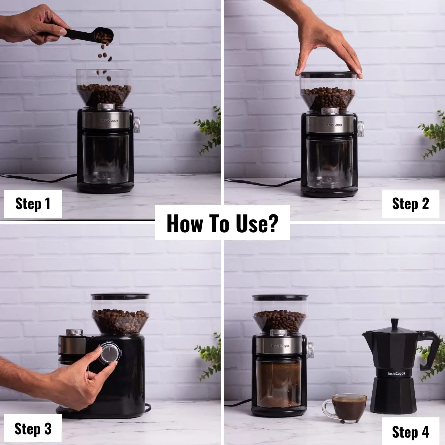 InstaCuppa Electric Coffee Grinder for Your French Press, Moka Pot, Aero Press, and Pour Over Coffee Makers - Not Suitable For Espresso Grade Grind - Image 5