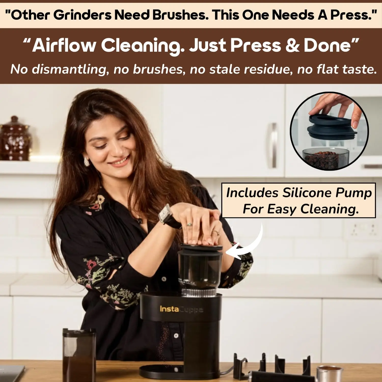 InstaCuppa Electric Conical Burr Coffee Grinder -  (60 Settings) - Image 4