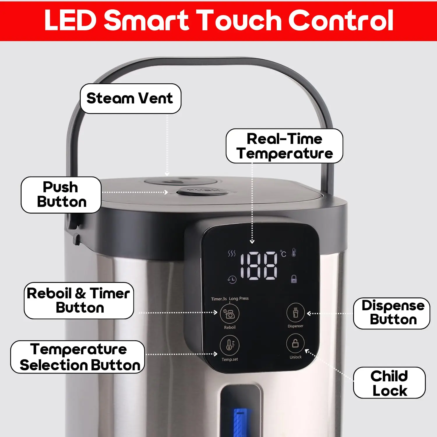 InstaCuppa Electric Kettle Dispenser 5L 680W - Upgraded Edition | Stop Boiling Water 15 Times Daily, Instant Hot Water for 20+ Cups. - Image 6