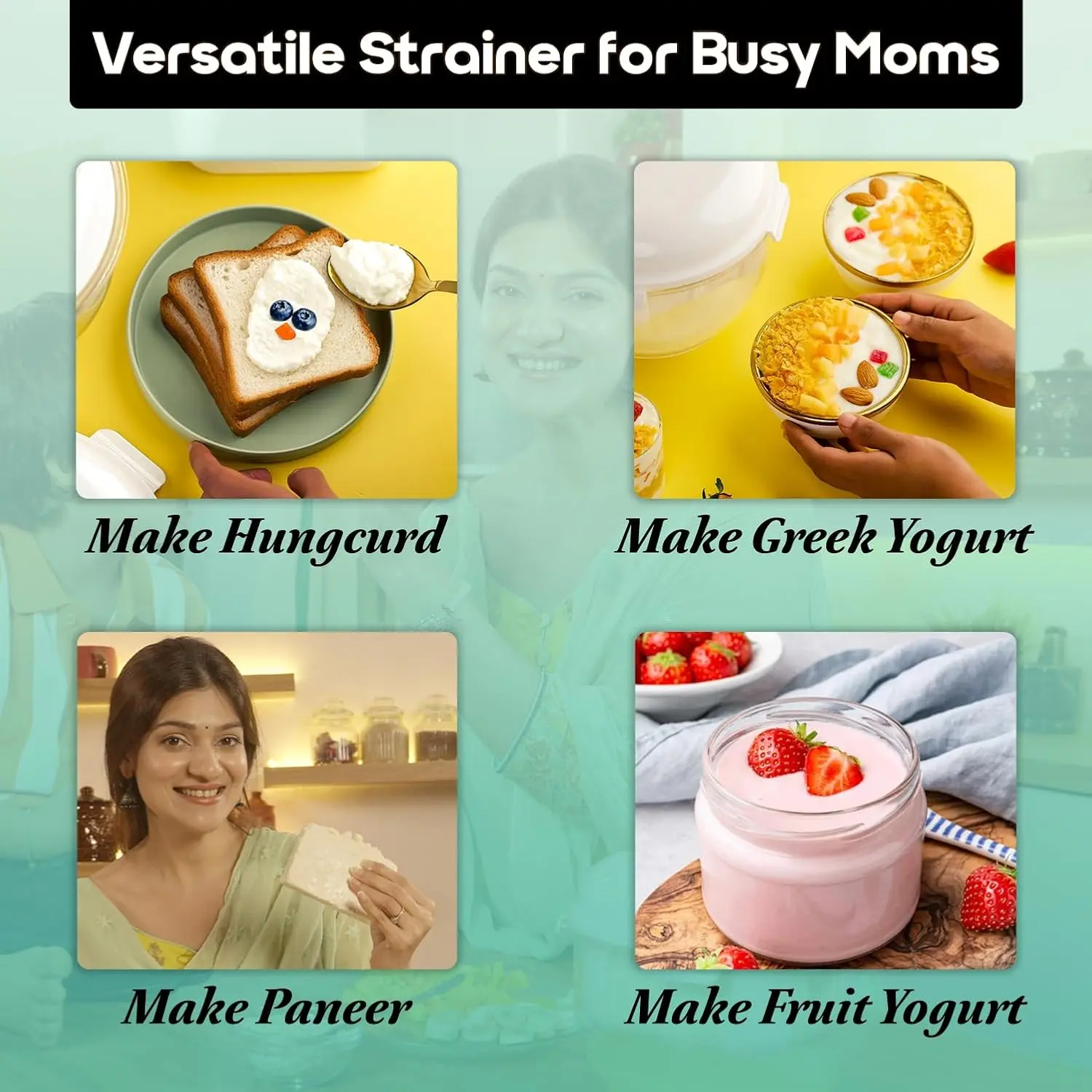 InstaCuppa Greek Yogurt Maker 2.5 litre for Making Thick Hung Curd At Home | BPA-Free Strainer & Container with Nylon Inner Mesh - Image 7