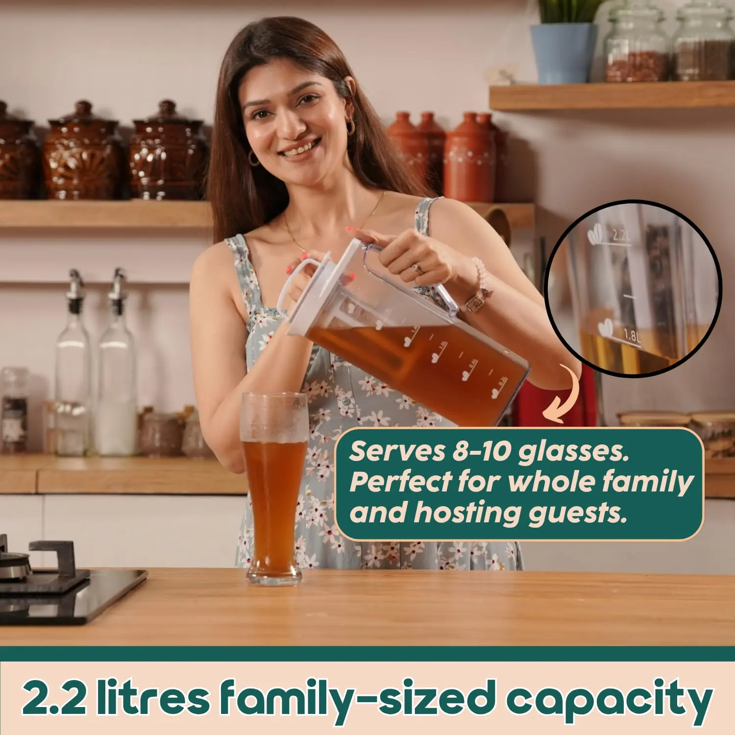 InstaCuppa Cold Brew Coffee Maker 2.2L – BPA-Free Jug with Measurement Markings, Fine Nylon Mesh Filter, Airtight Lid, Leak-Proof - Image 4