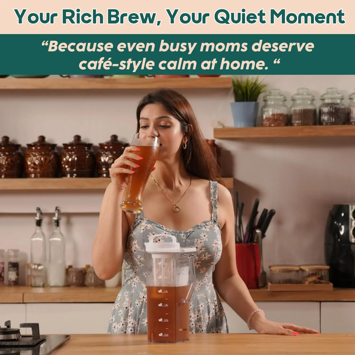 InstaCuppa Cold Brew Coffee Maker 2.2L – BPA-Free Jug with Measurement Markings, Fine Nylon Mesh Filter, Airtight Lid, Leak-Proof - Image 7