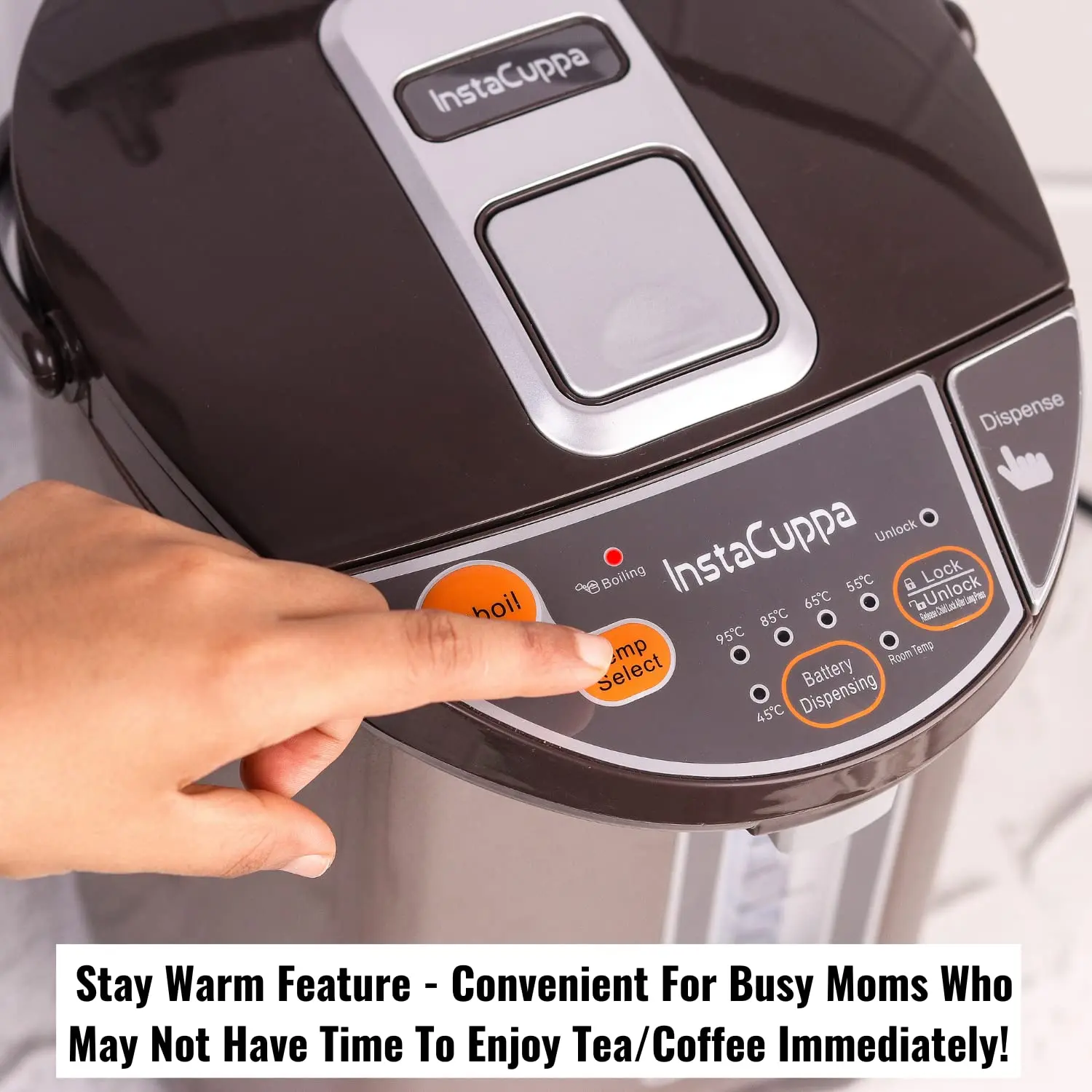 InstaCuppa Electric Kettle Dispenser With Temperature Control, Stay Warm Function, 5 Litres Capacity, 1200W, Automatic Shut-Off And - Image 3