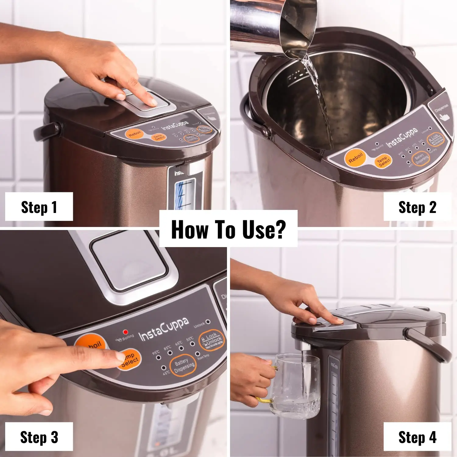 InstaCuppa Electric Kettle Dispenser With Temperature Control, Stay Warm Function, 5 Litres Capacity, 1200W, Automatic Shut-Off And - Image 9