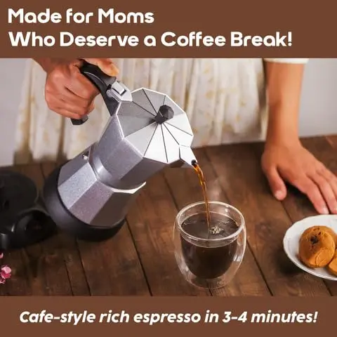 InstaCuppa Electric Moka Pot Coffee Maker, One-button Auto Espresso Machine 300ml, Safe Auto-Shutoff, Perfect for Busy Indian Moms, 6 Cups Capacity - Image 14