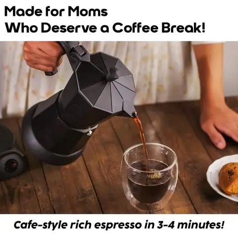 InstaCuppa Electric Moka Pot Coffee Maker, One-button Auto Espresso Machine 300ml, Safe Auto-Shutoff, Perfect for Busy Indian Moms, 6 Cups Capacity - Image 5