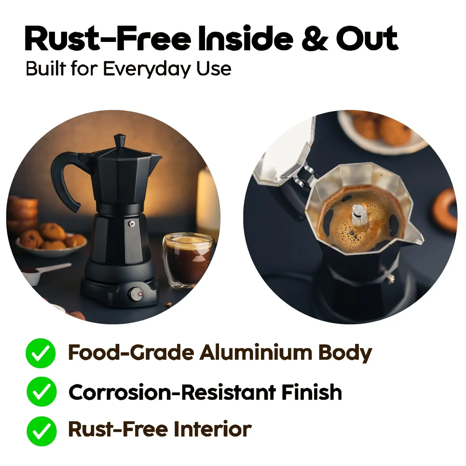 InstaCuppa Electric Moka Pot Coffee Maker, One-button Auto Espresso Machine 300ml, Safe Auto-Shutoff, Perfect for Busy Indian Moms, 6 Cups Capacity - Image 9
