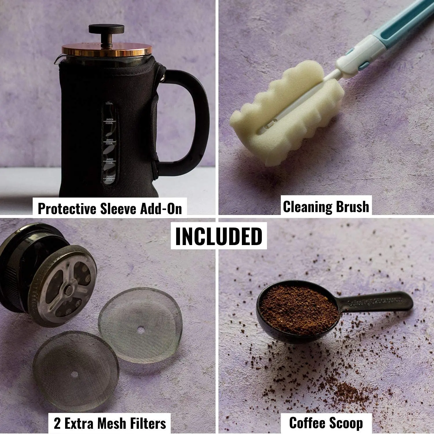 InstaCuppa French Press Coffee Maker with Smooth Plunger Mechanism, 4 Part Filtration, Measurement Markings - Image 25