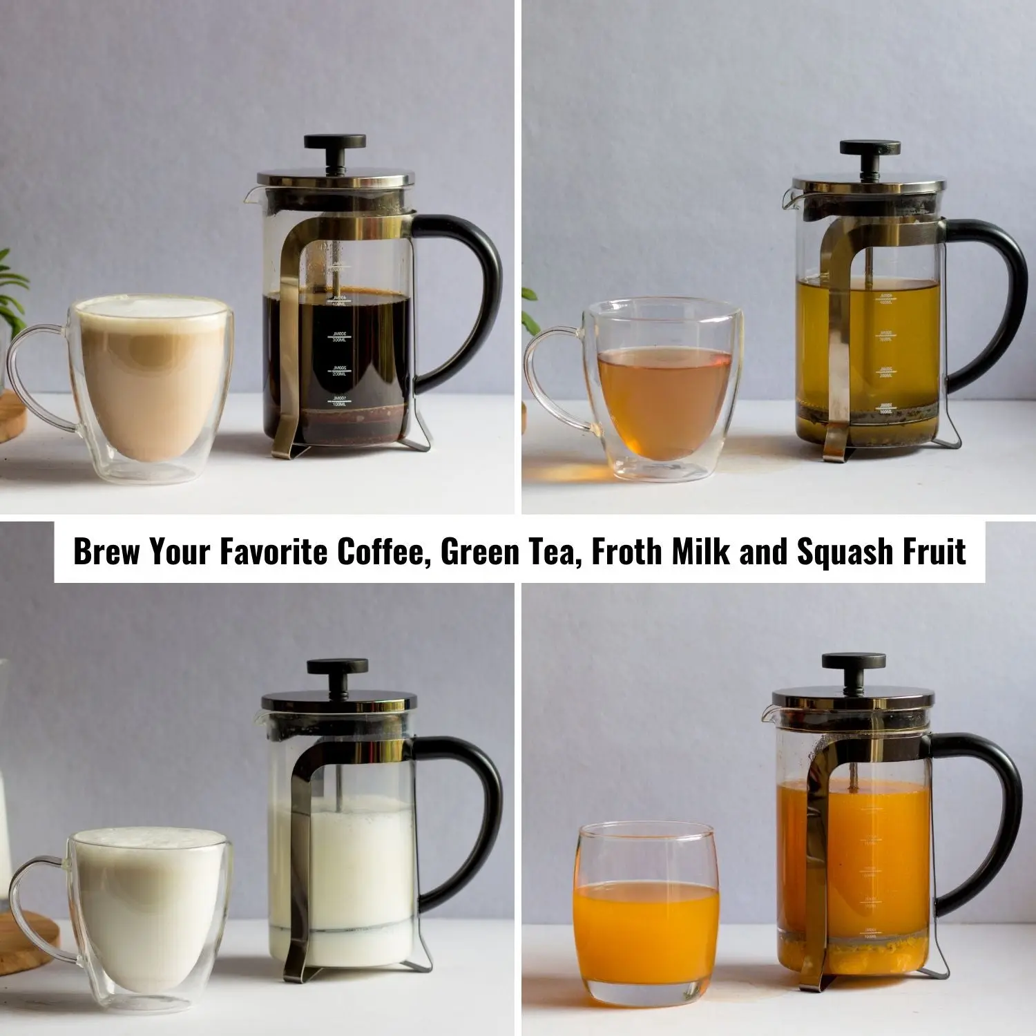 InstaCuppa French Press Coffee Maker with Smooth Plunger Mechanism, 4 Part Filtration, Measurement Markings - Image 7