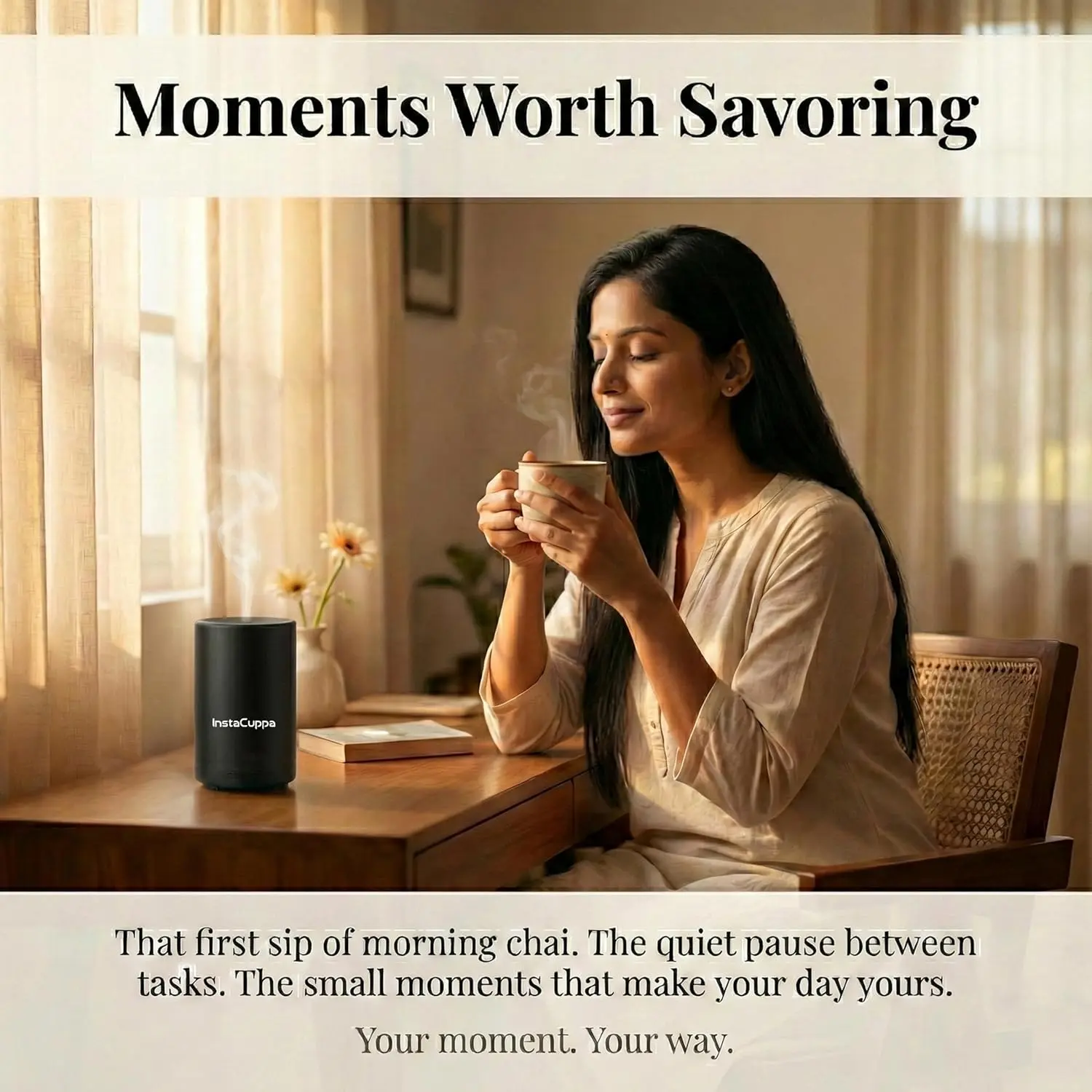 InstaCuppa Rechargeable Aroma Oil Diffuser - Waterless, 3 Speed Settings, 30-Hour Runtime, USB-C Charging - For Travel, Office, Bedroom - Image 6