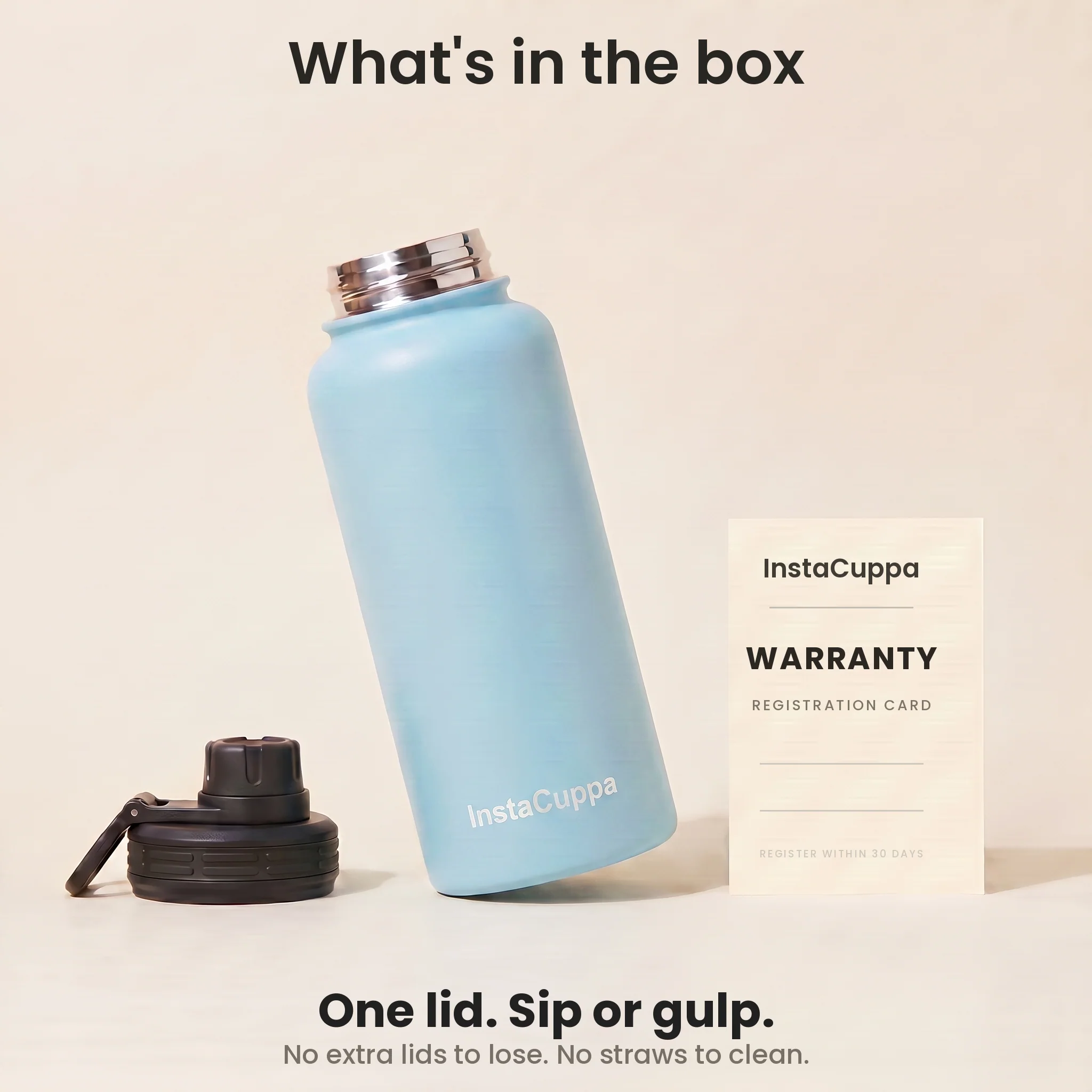 InstaCuppa Insulated Water Bottle 1L — Stainless Steel Thermos Flask, Double-Wall Vacuum, Sports Sipper Lid - Image 22