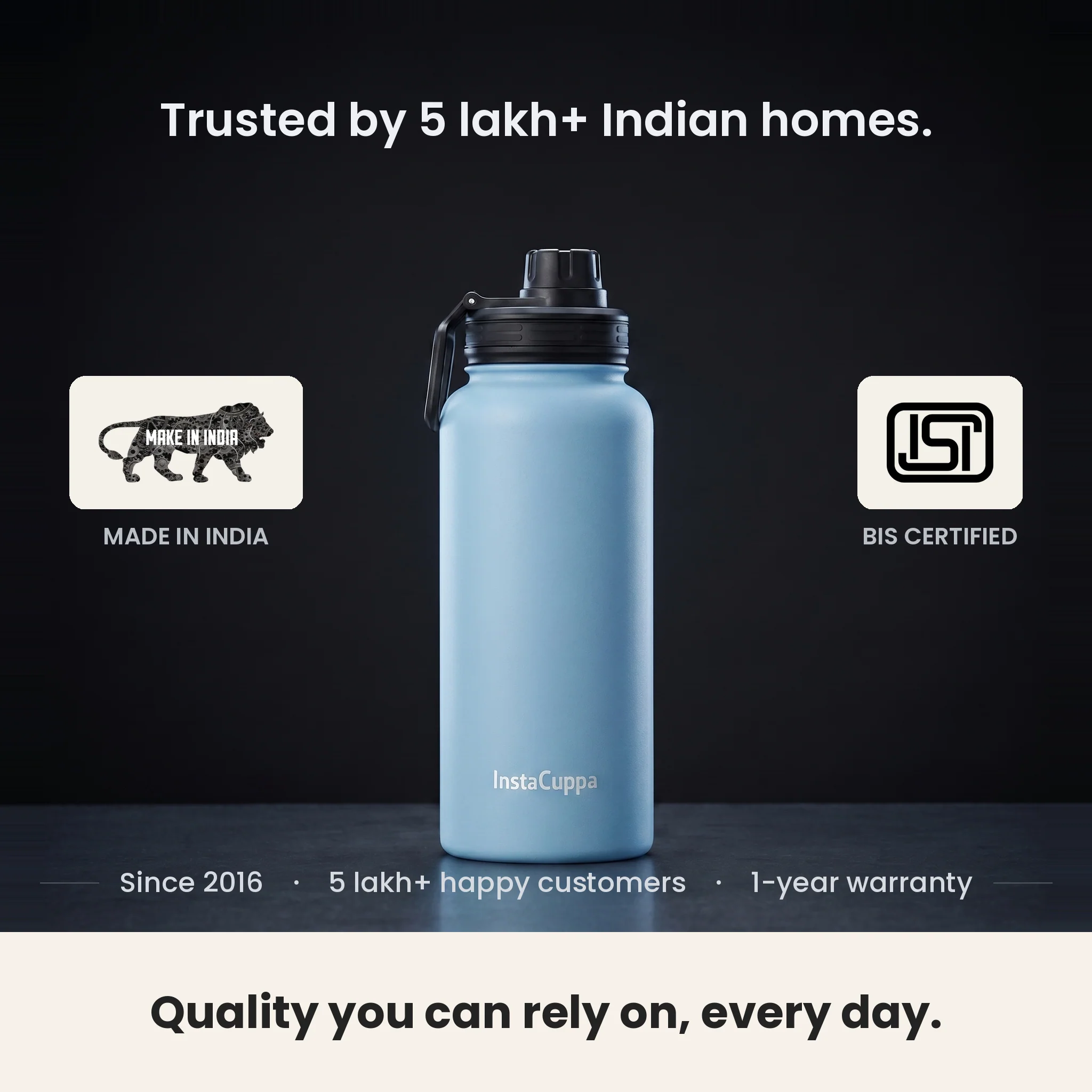 InstaCuppa Insulated Water Bottle 1L — Stainless Steel Thermos Flask, Double-Wall Vacuum, Sports Sipper Lid - Image 24