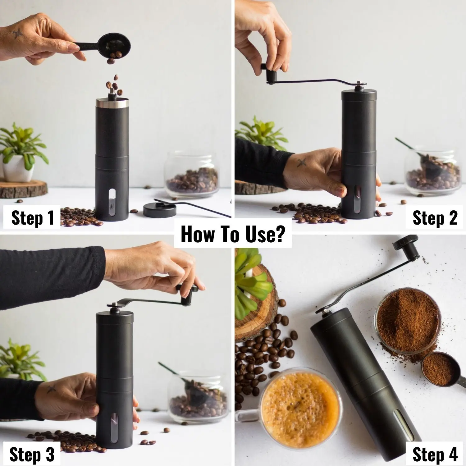 InstaCuppa Manual Coffee Grinder Ceramic Burr with 18 Adjustable Bean Grind Settings - Fresh Grind for South Indian Filter Coffee - Image 6