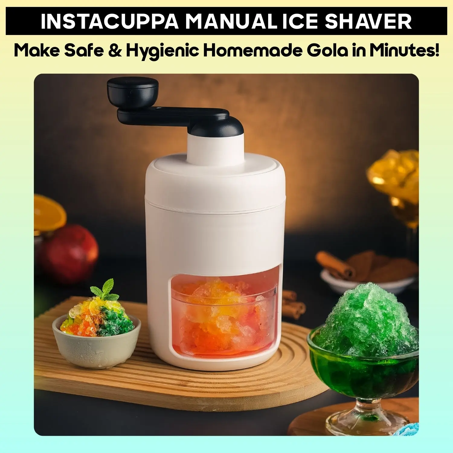 InstaCuppa Manual Ice Shaver | Skip Street Vendors, Make Hygienic Gola & Slush at Home | Fluffy Shaved Ice in Seconds | Kid-Safe & - Image 3