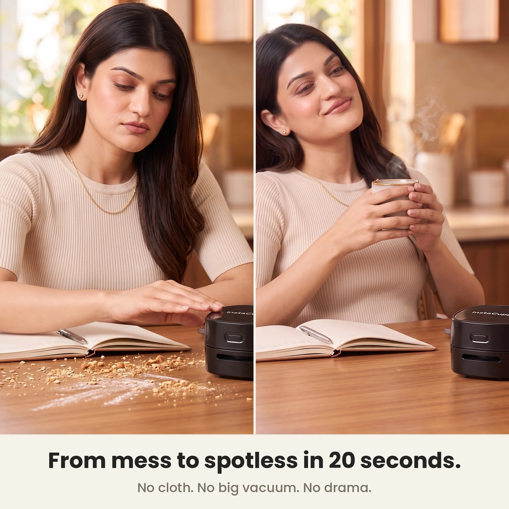 InstaCuppa Mini Desk Vacuum Cleaner — Cordless Desktop, Keyboard & Table Cleaner for Crumbs, Dust & Eraser Bits - Image 13