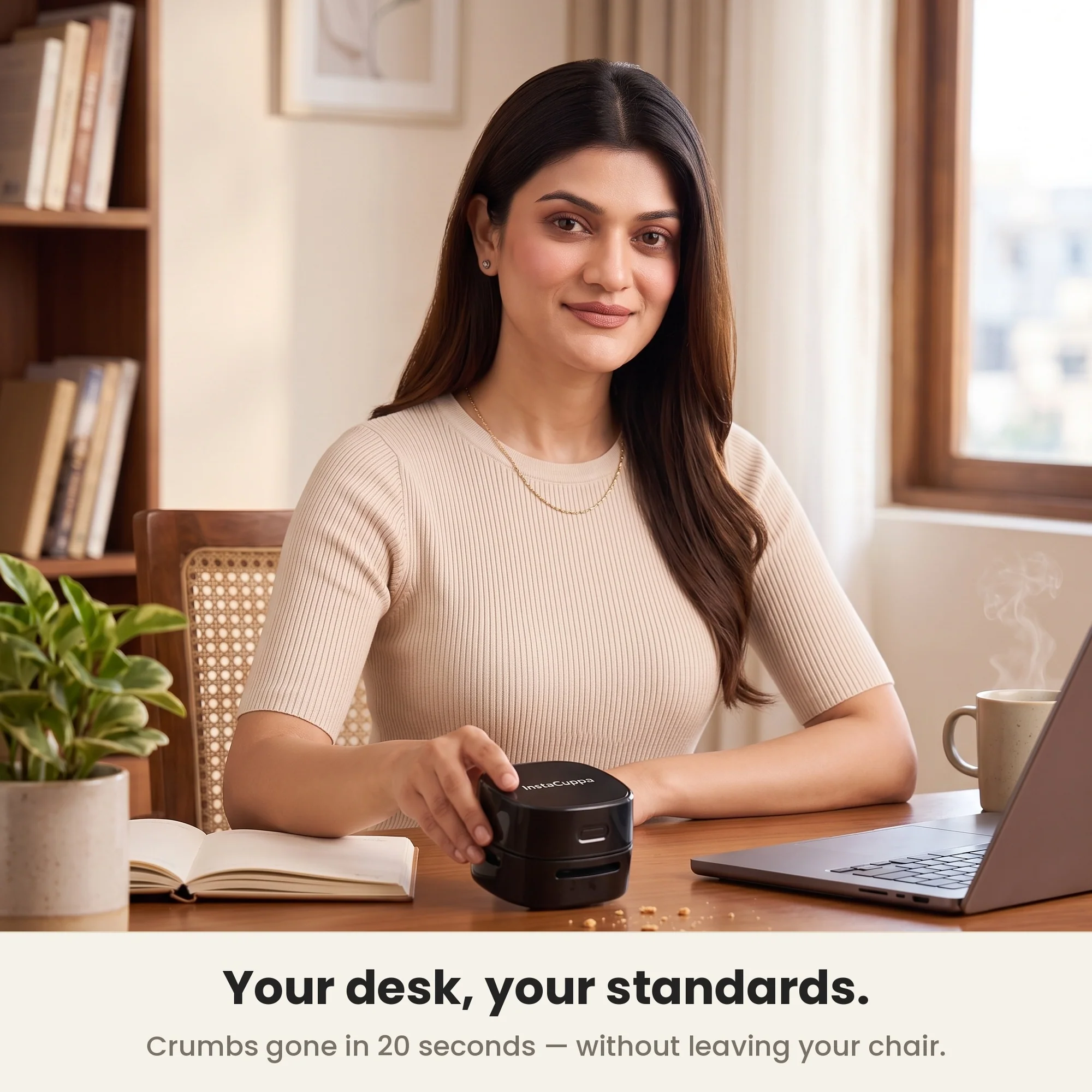 InstaCuppa Mini Desk Vacuum Cleaner — Cordless Desktop, Keyboard & Table Cleaner for Crumbs, Dust & Eraser Bits - Image 3