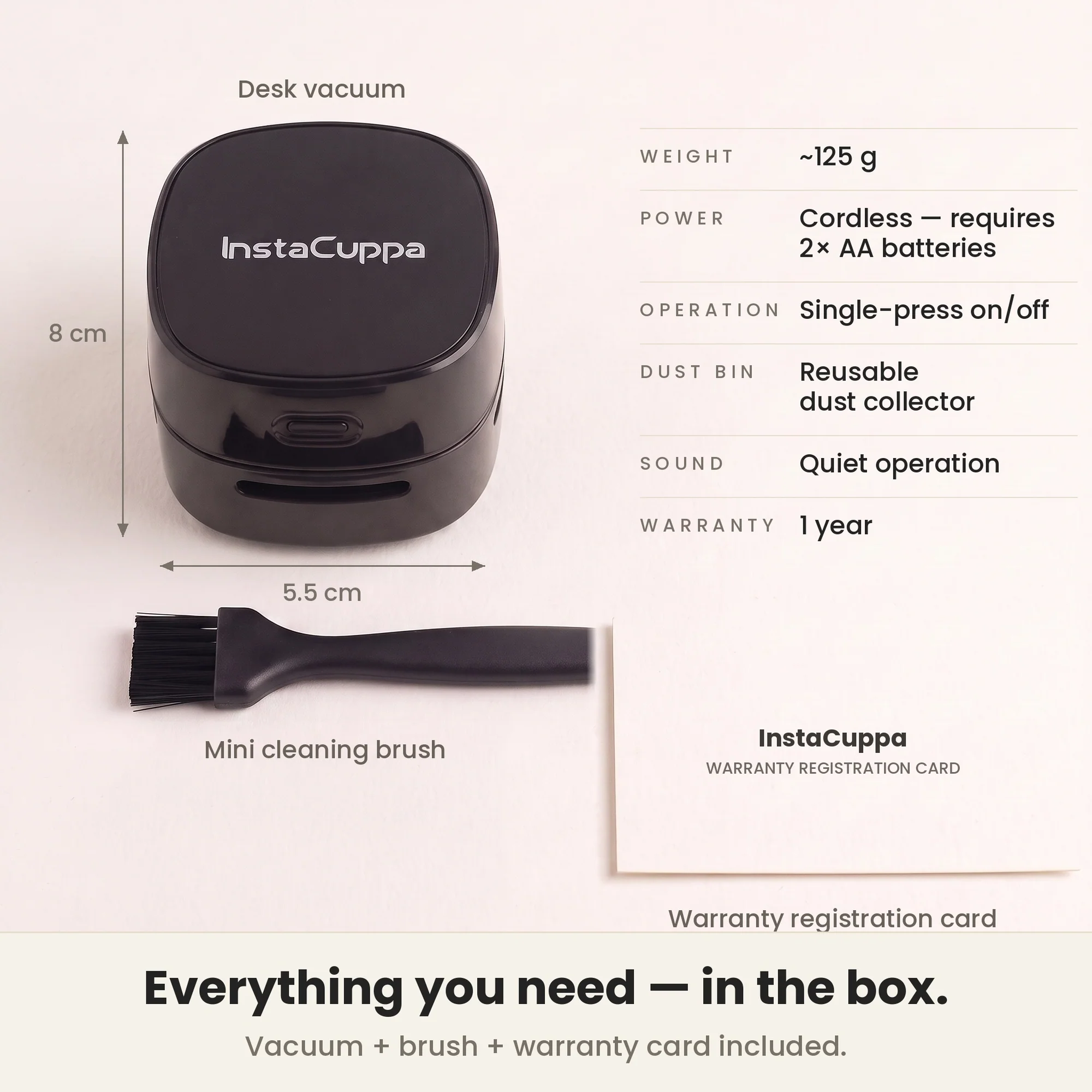 InstaCuppa Mini Desk Vacuum Cleaner — Cordless Desktop, Keyboard & Table Cleaner for Crumbs, Dust & Eraser Bits - Image 8