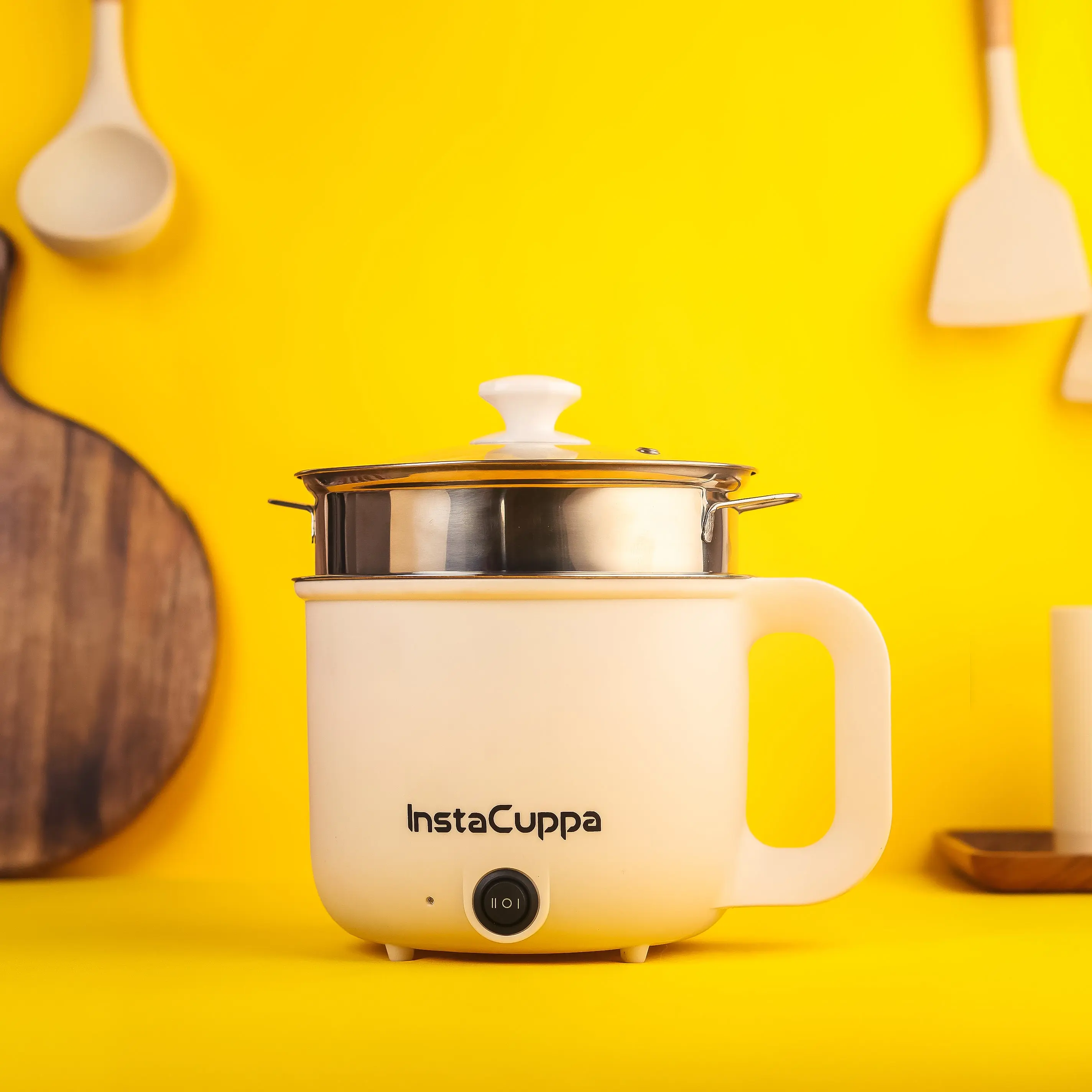 InstaCuppa Multipurpose Electric Kettle Cum Cooker with Free Steamer for Momos & Vegetables, Boiler Trays for Idly & Eggs, 1.2 Liter, 600 Watts - Image 3