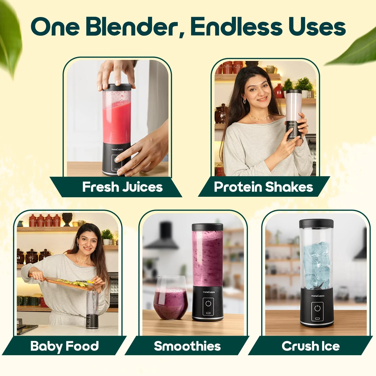 InstaCuppa Portable Blender Bottle – USB Rechargeable, 450ml, 304 Stainless Steel Blades, 22000 RPM, Quick Blend & Pulse Mode, Child - Image 8