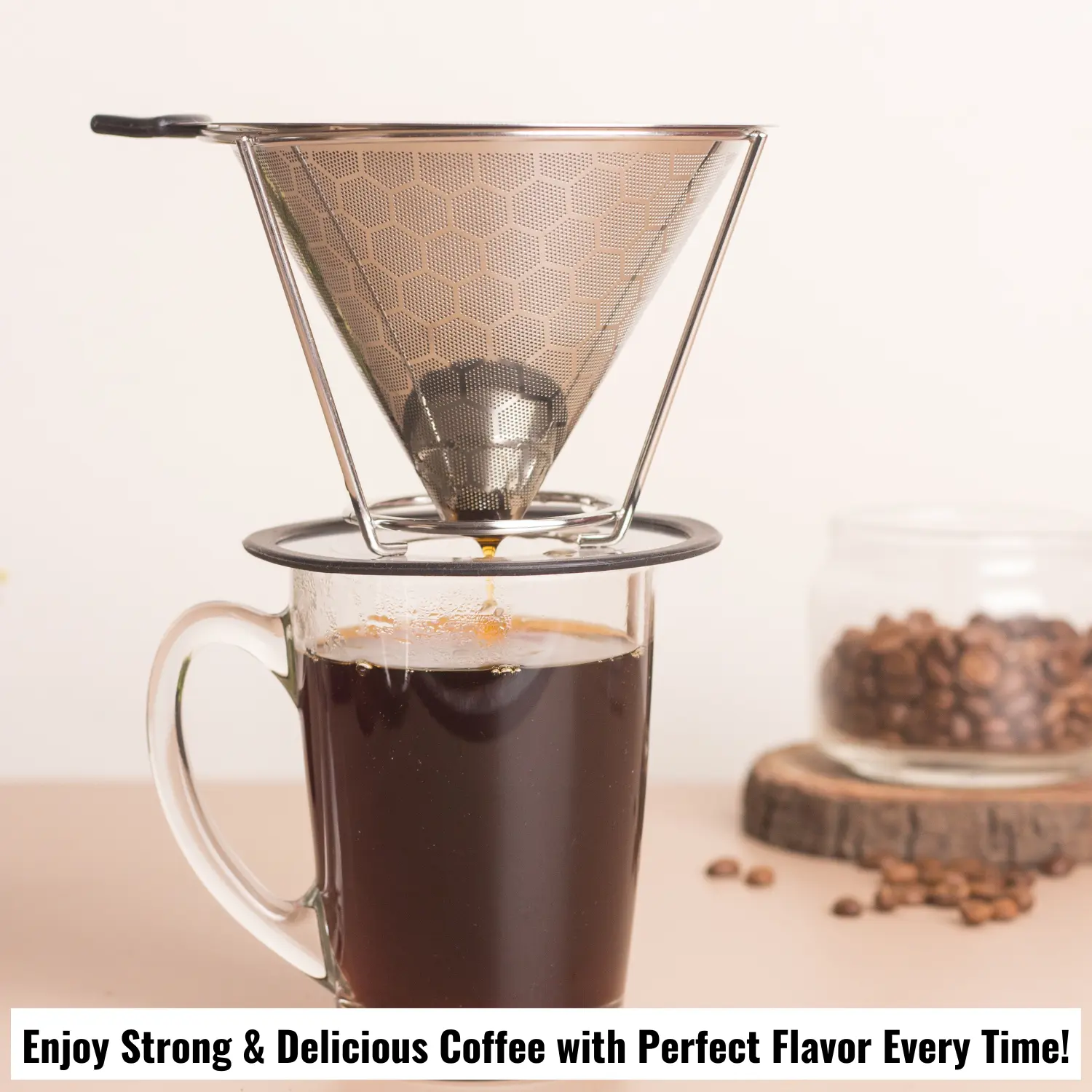 InstaCuppa Pour Over Coffee Dripper, Stainless Steel Coffee Filter Removable Dripper with Stand, Reusable Cone Dripper, 100% Paperless - Image 4