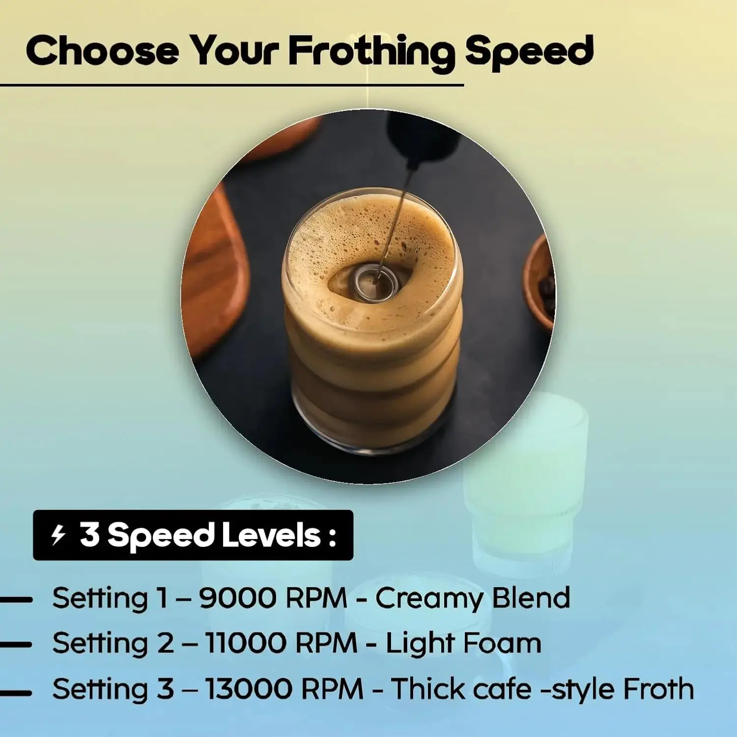 InstaCuppa Rechargeable Frother — Travel Edition with 4 Whisks & 3 Speed Settings - Image 5