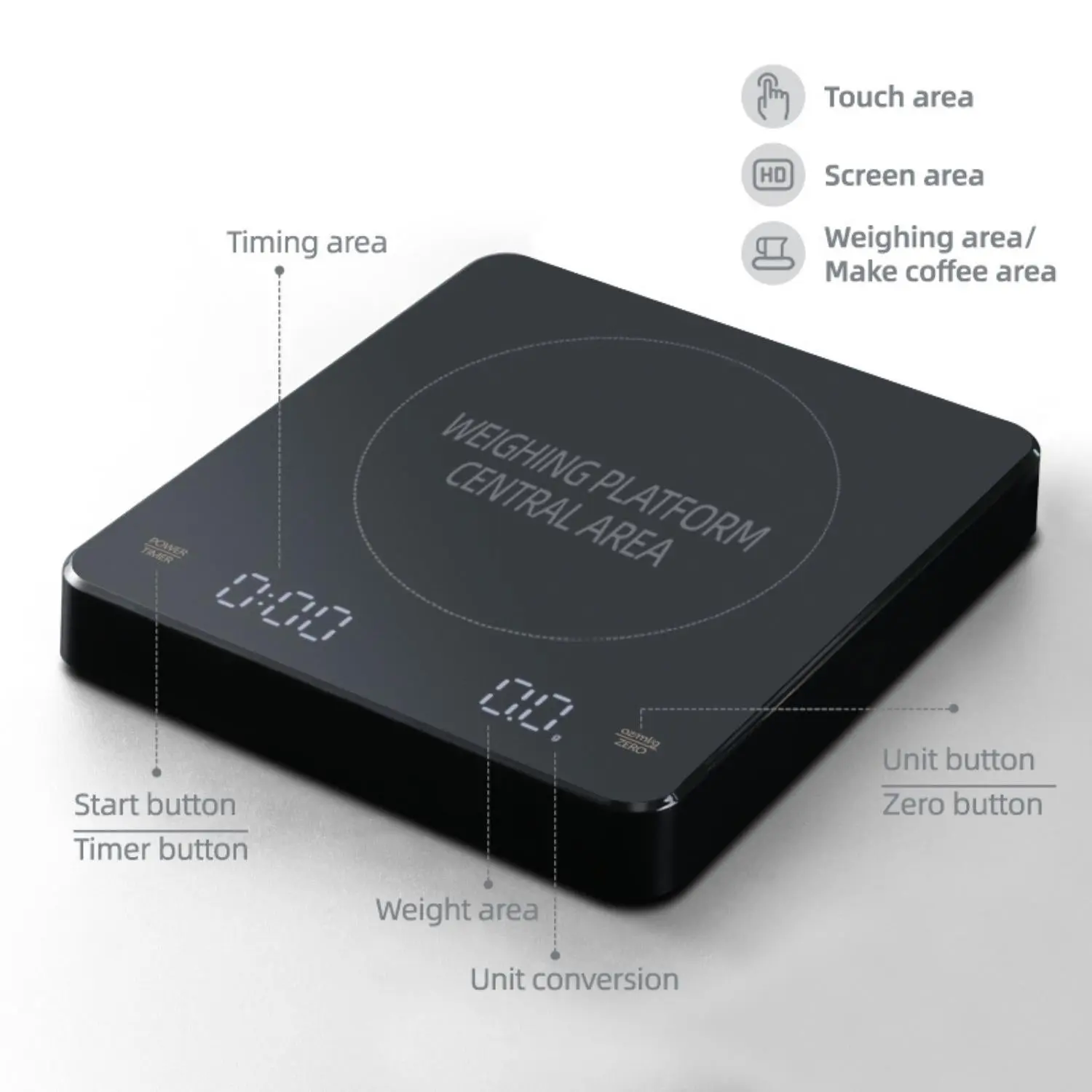 InstaCuppa Rechargeable Coffee Scale For Your Pour Over Coffee Maker with LED Display, Timer, Tare Function, Unit Conversion, 0.1g Scale Interval - Image 6